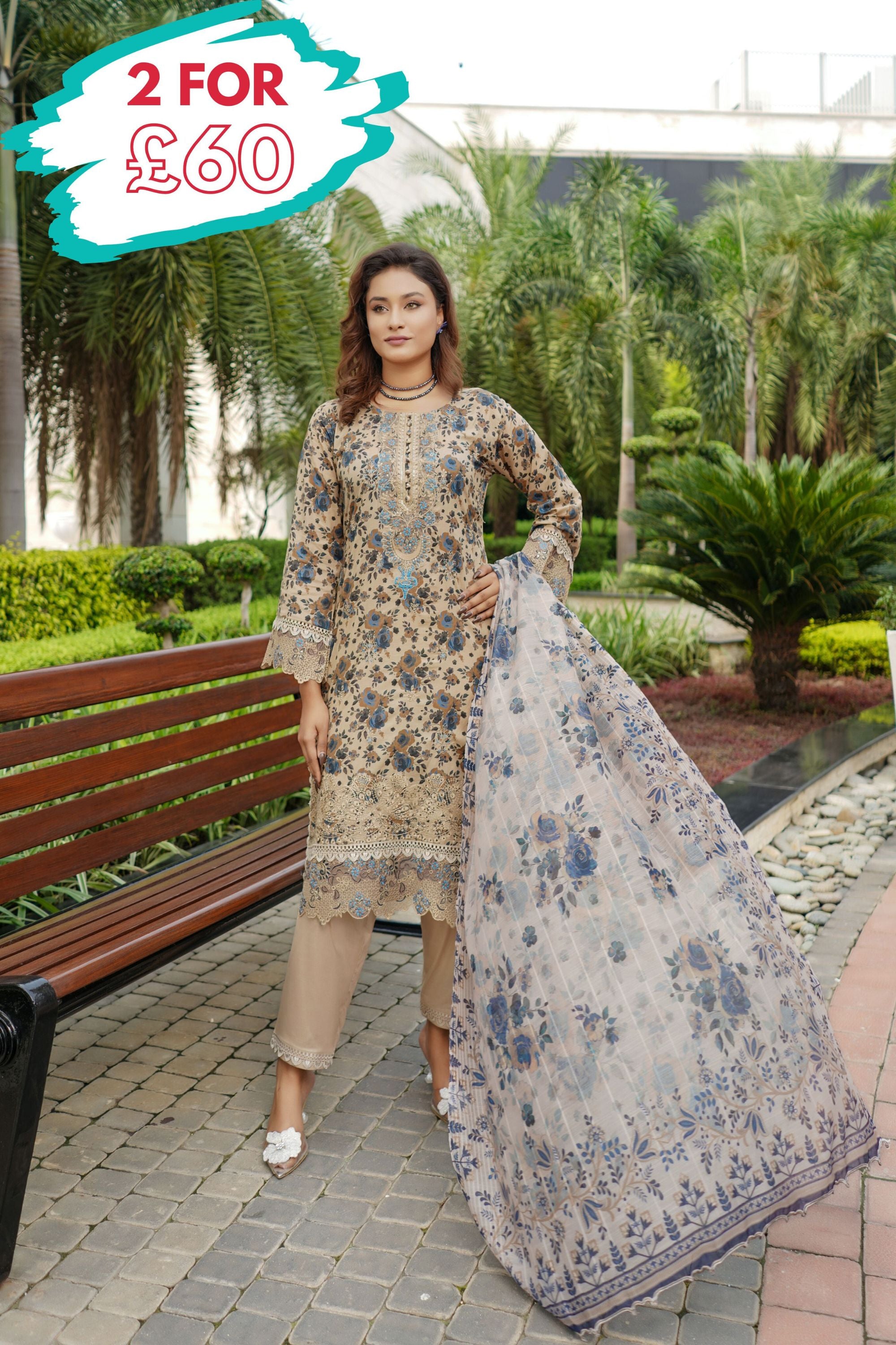 Munira Embroidered Lawn 3 Piece Suit MUN664