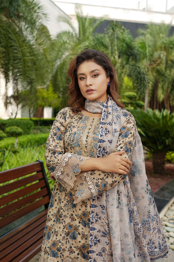 Munira Embroidered Lawn 3 Piece Suit MUN664