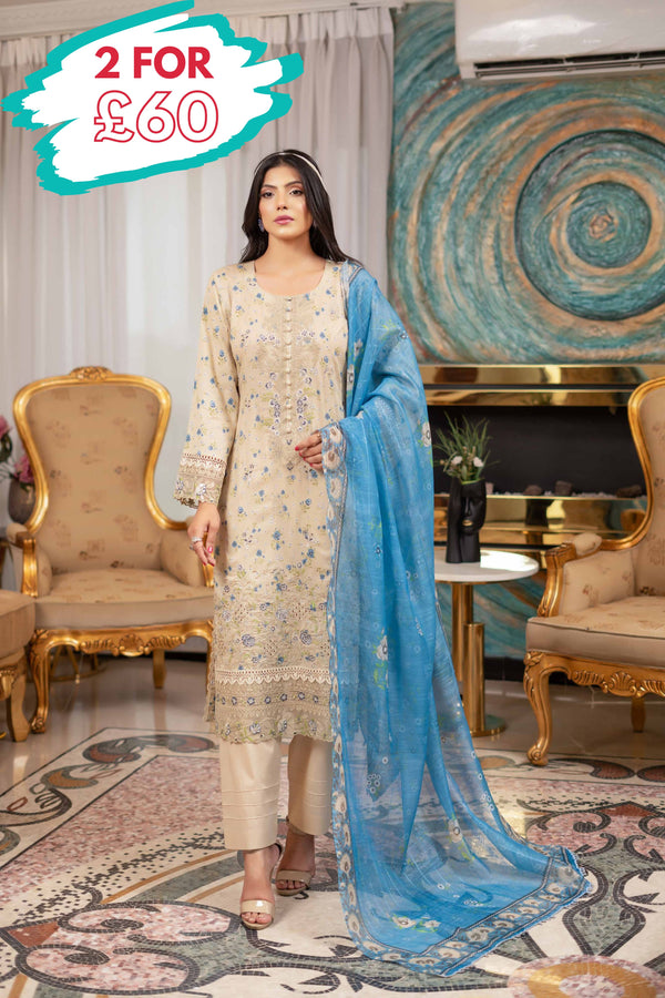 Munira Embroidered Lawn 3 Piece Suit MUN673