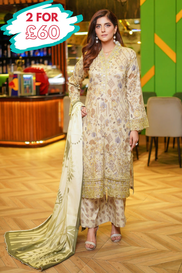 Munira Embroidered Lawn 3 Piece Suit MUN648