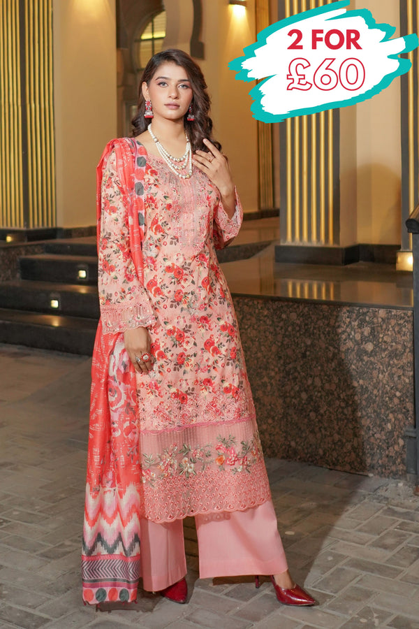 Munira Embroidered Lawn 3 Piece Suit MUN658