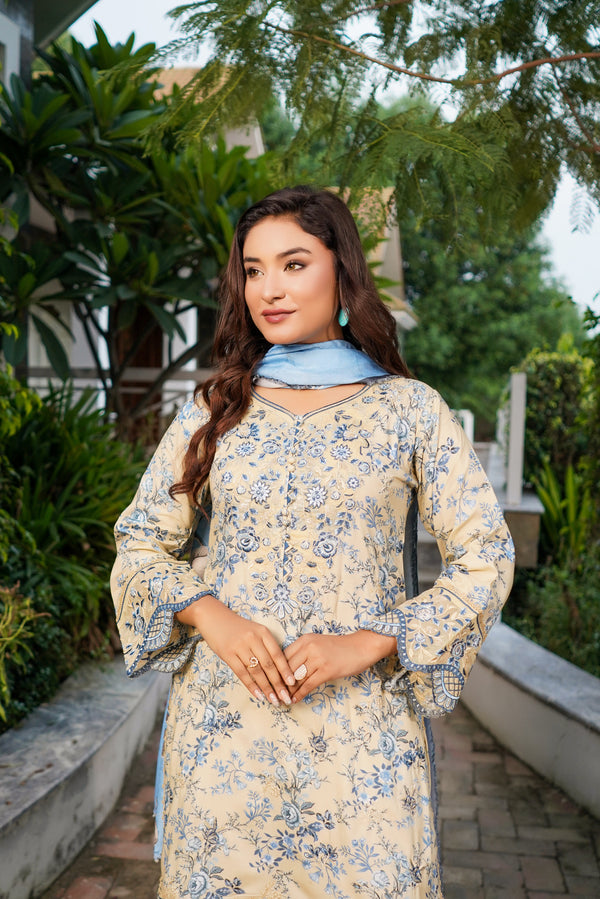 Munira Embroidered Linen 3 Piece Suit MUN690