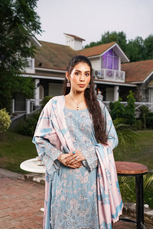 Munira Embroidered Linen 3 Piece Suit MUN691