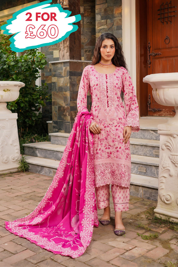 Munira Embroidered Linen 3 Piece Suit MUN692