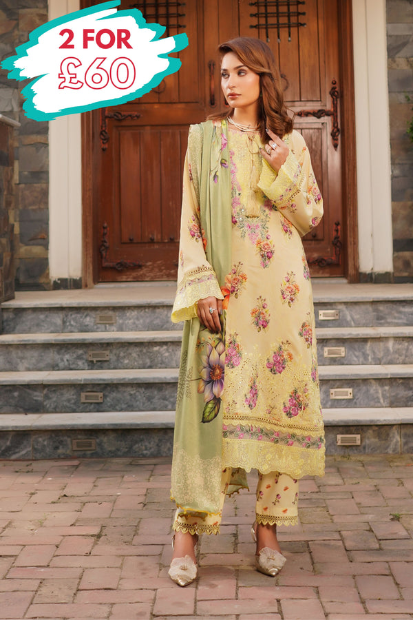 Munira Embroidered Linen 3 Piece Suit MUN693