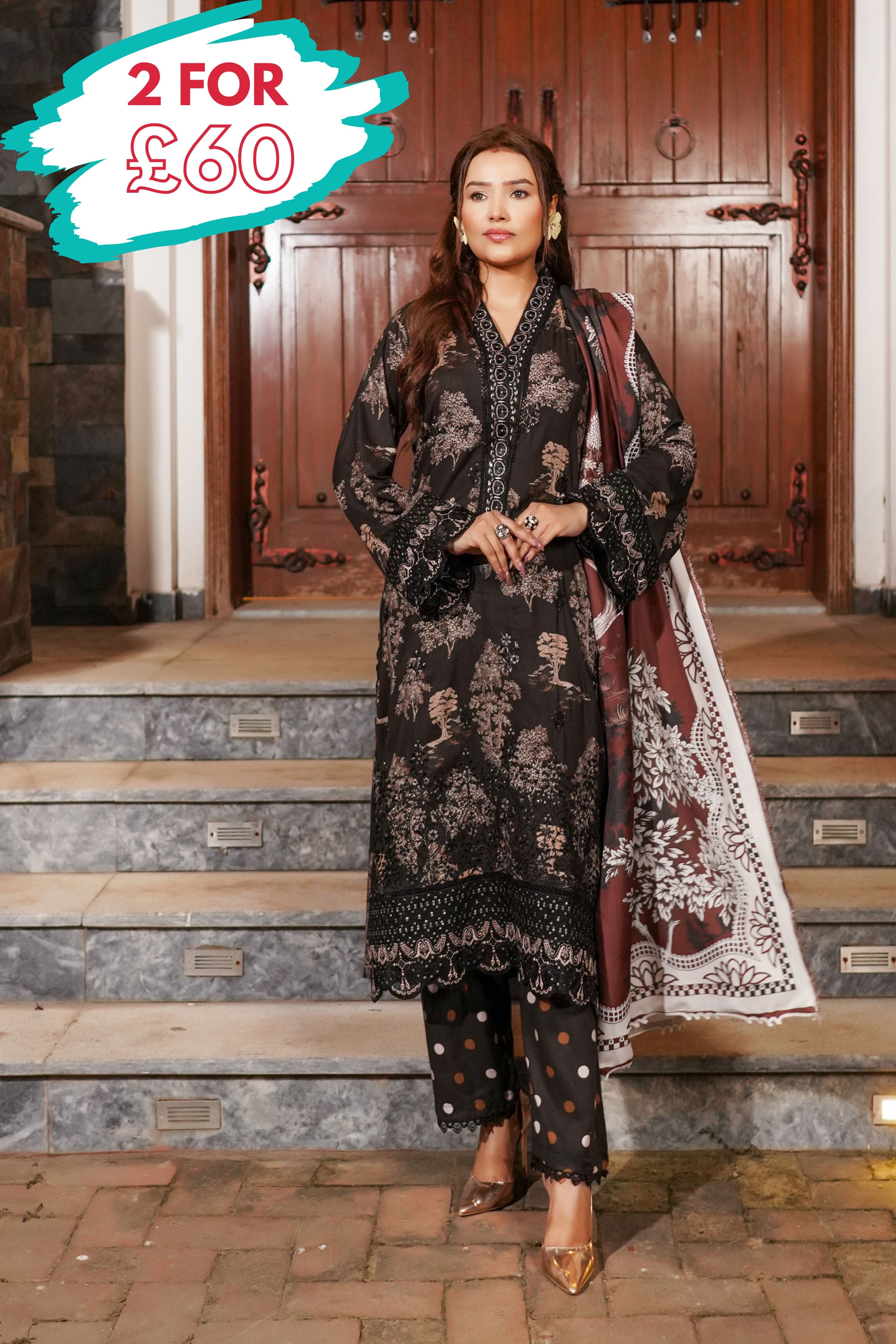 Munira Embroidered Linen 3 Piece Suit MUN694