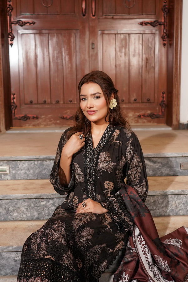 Munira Embroidered Linen 3 Piece Suit MUN694