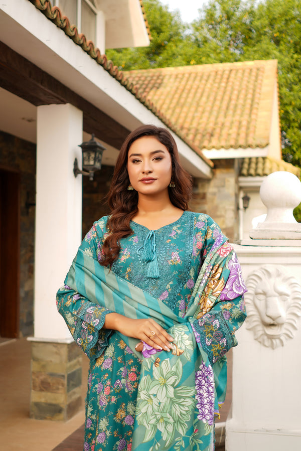 Munira Embroidered Linen 3 Piece Suit MUN688