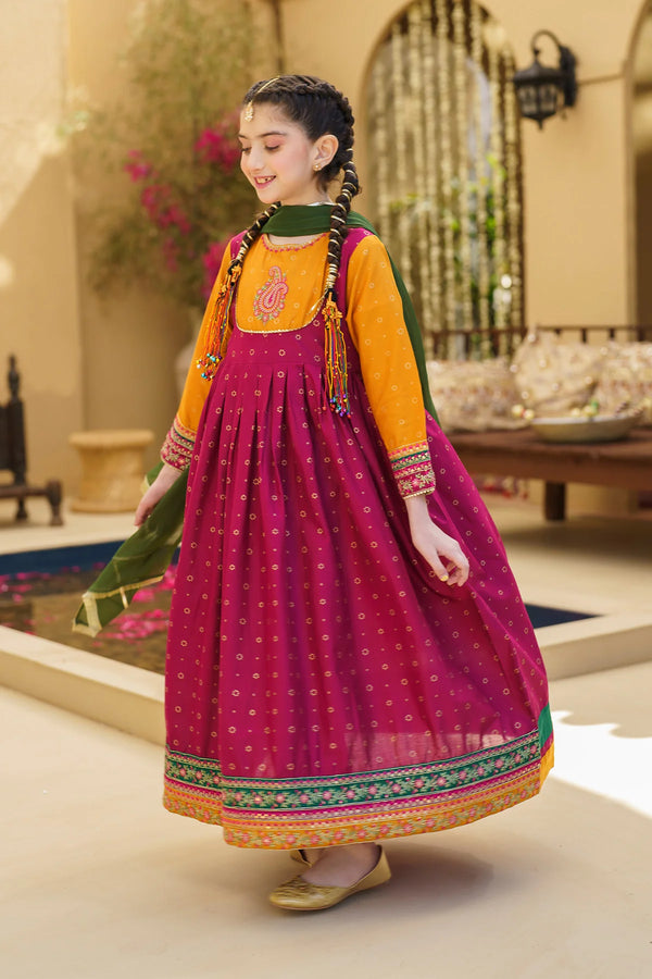 Ziva Embroidered Lawn Girls 3 Piece Dress ZIV06