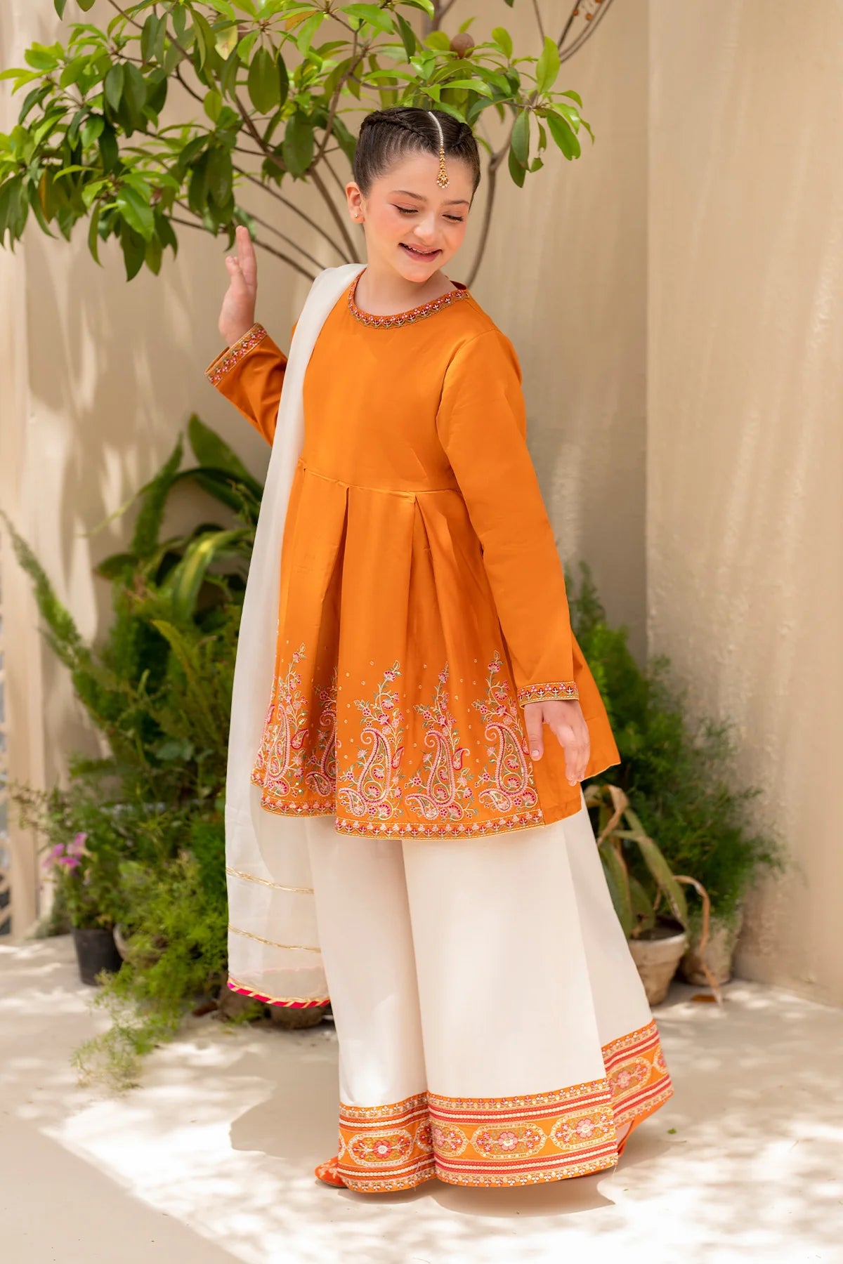Ziva Embroidered Lawn Girls 3 Piece Peplum Dress ZIV02