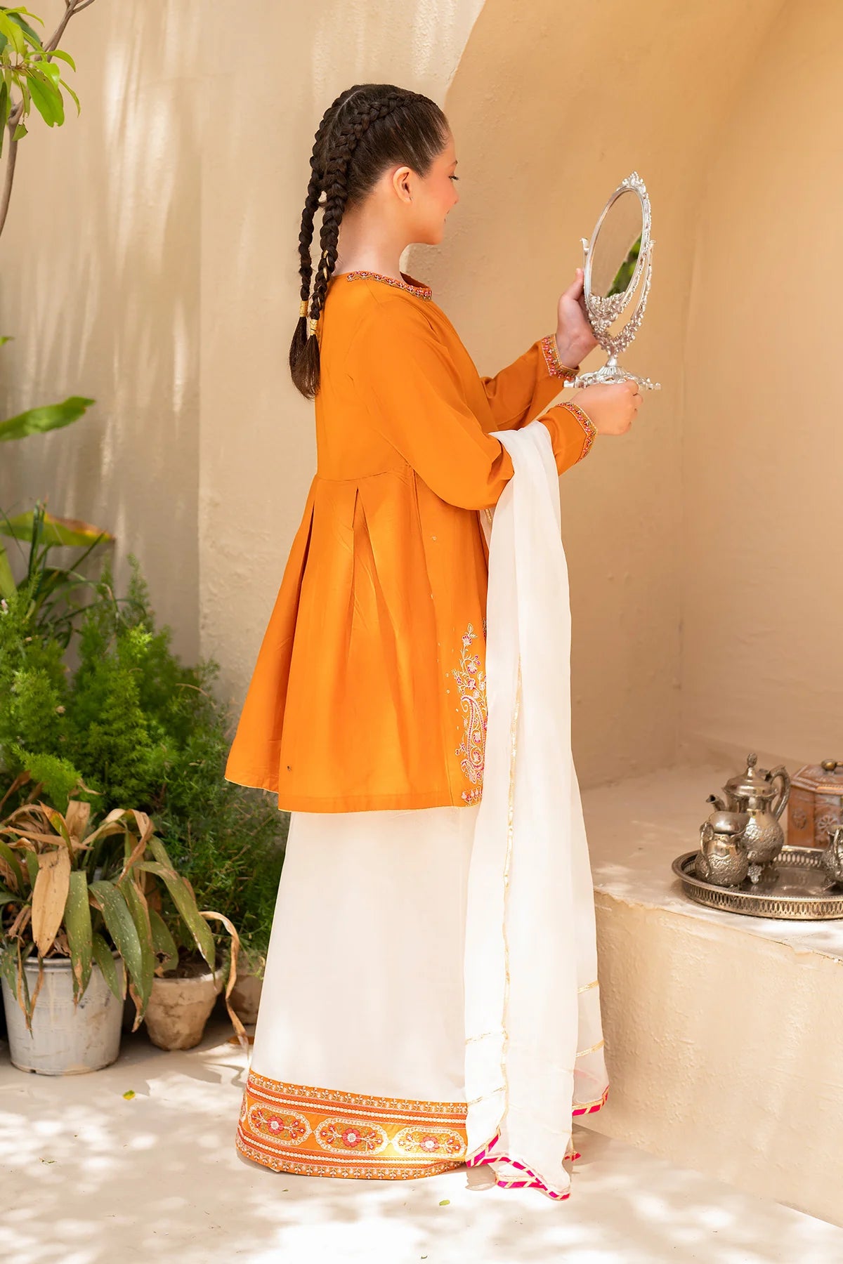 Ziva Embroidered Lawn Girls 3 Piece Peplum Dress ZIV02