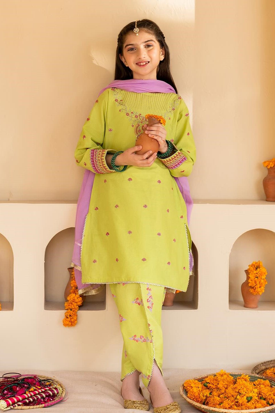 Ziva Embroidered Lawn Girls 3 Piece Suit ZIV03