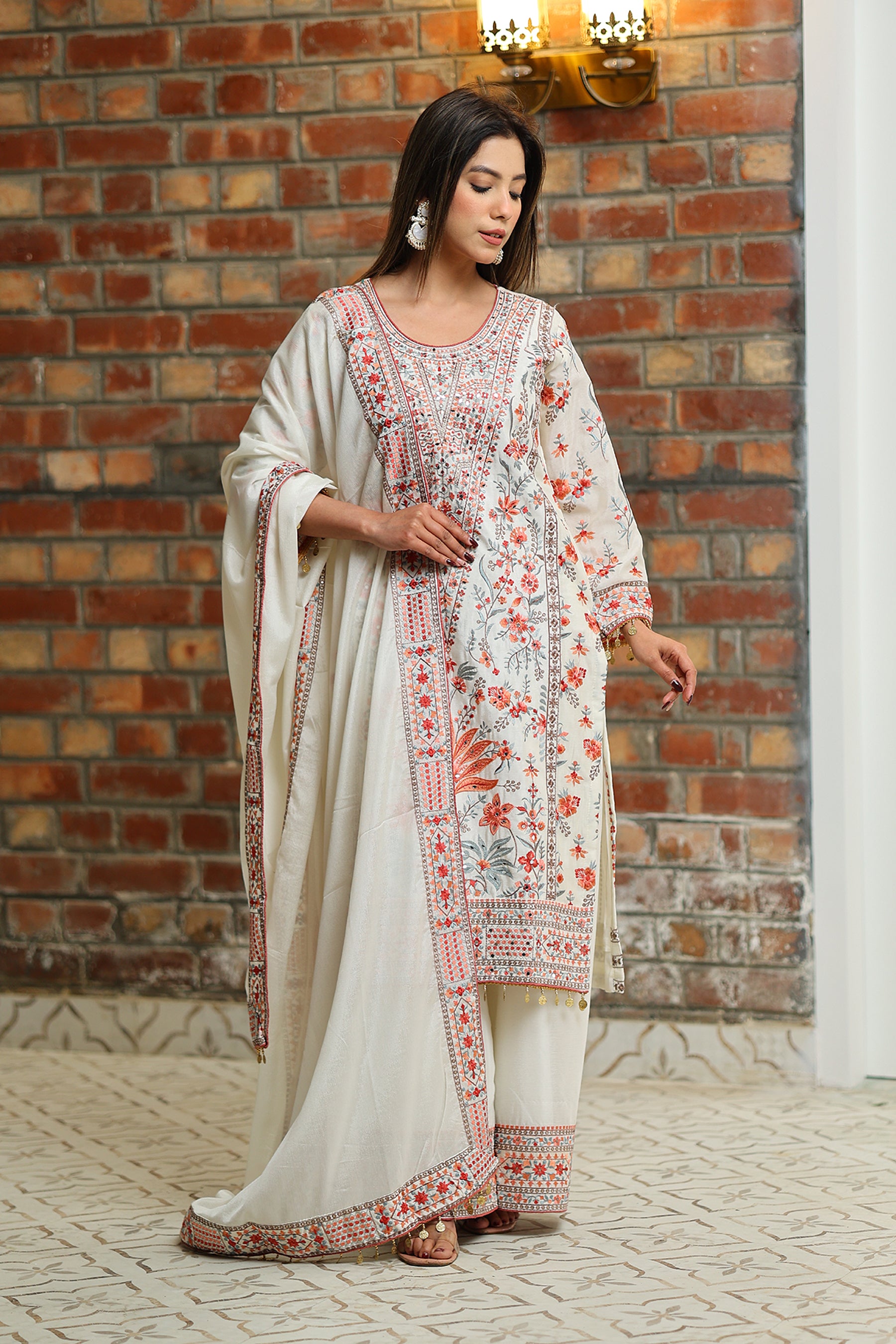 Pezaro Embellished Chinon 3 Piece Party Wear Suit PEZ145