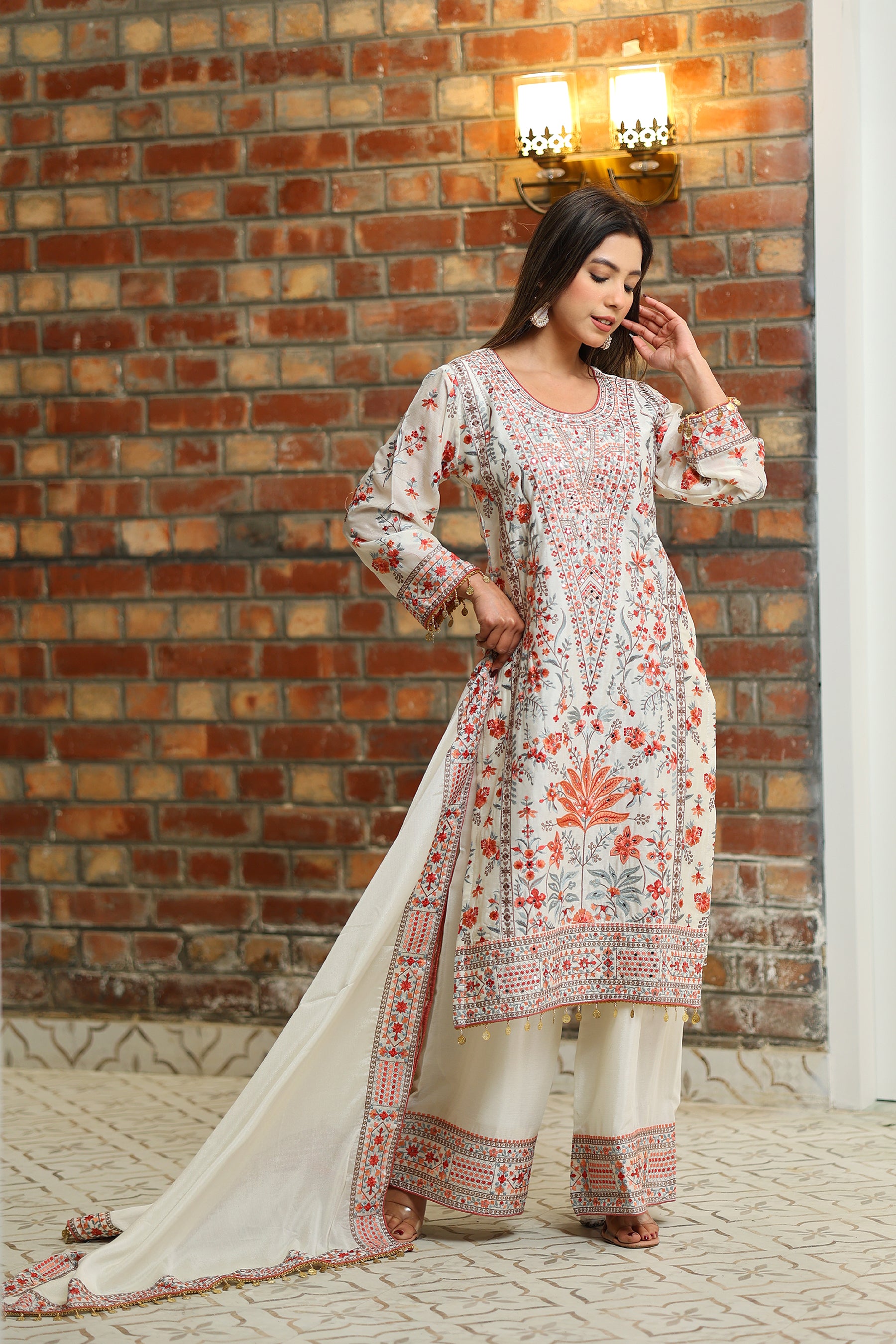 Pezaro Embellished Chinon 3 Piece Party Wear Suit PEZ145