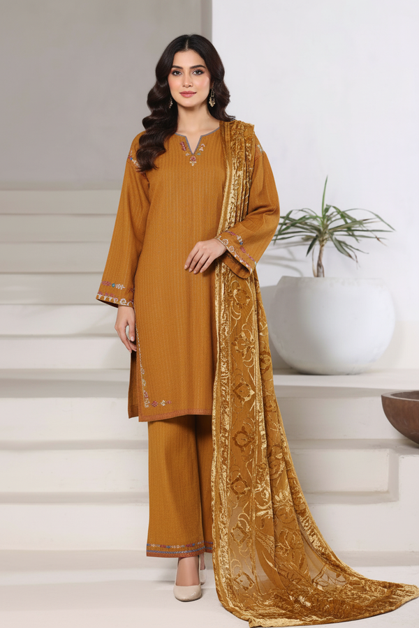 Sada Bahar Embroidered Dhanak Suit with Palachi Dupatta SBA245