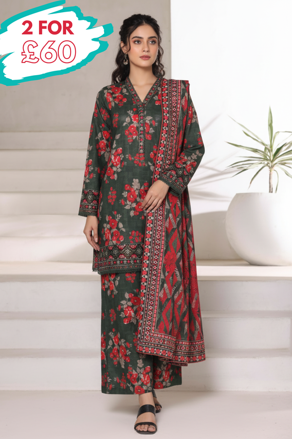 Sada Bahar Embroidered Khaddar Short Shirt Palazzo Suit SBA224