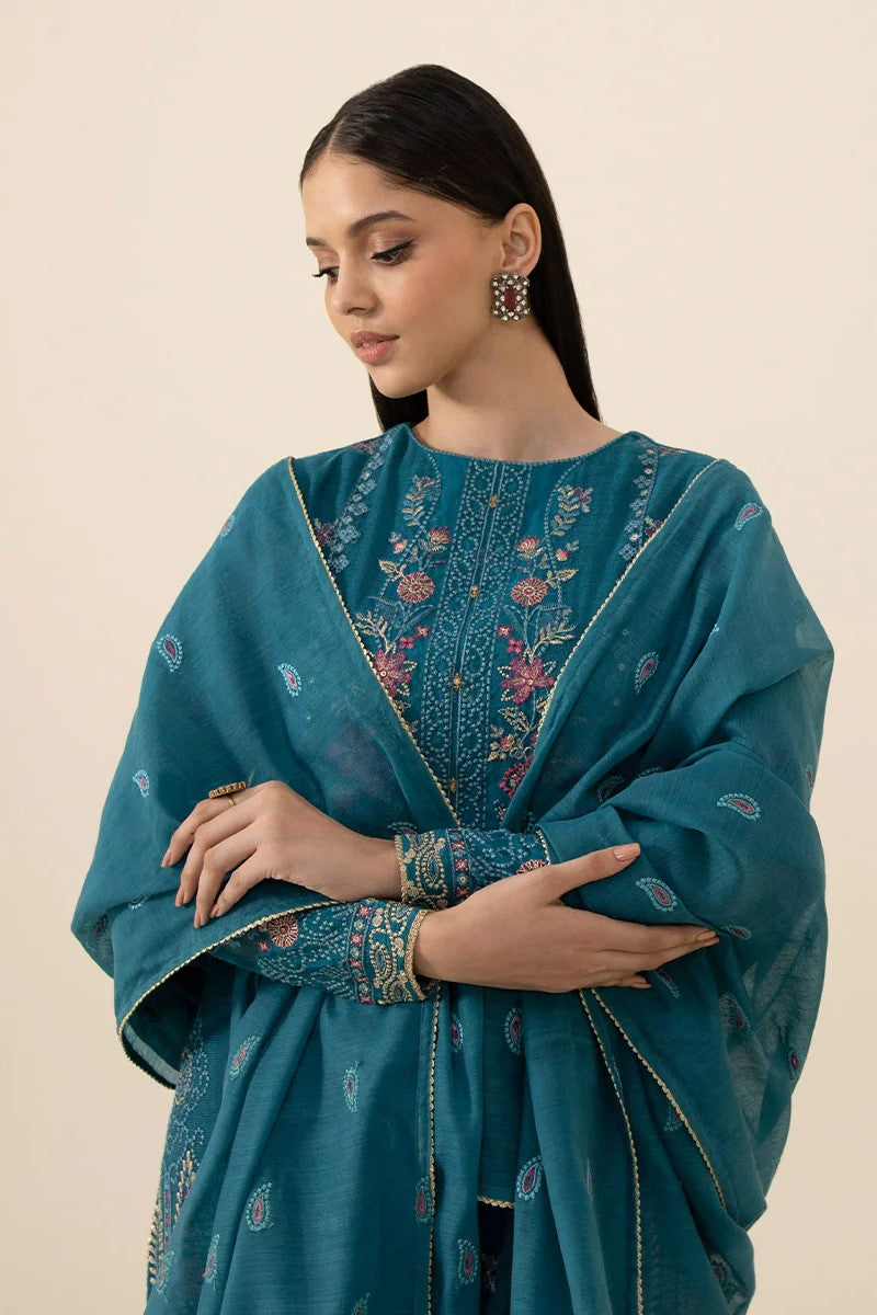 Sapphire Embroidered Khaddi Net 3 Piece Suit SAP195
