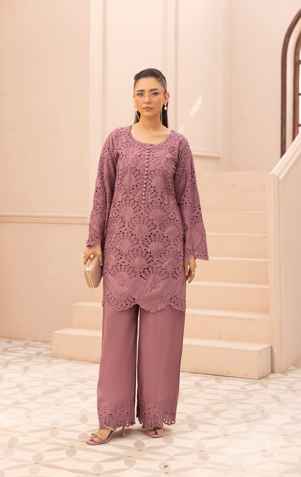 Simrans Chikankari Linen 2 Piece Co-Ord Set SIM195