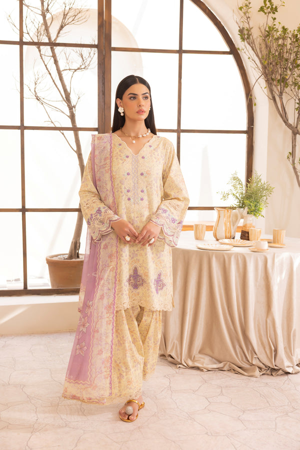 Simrans Embroidered Lawn 3 Piece Farshi Shalwar Suit SIM211