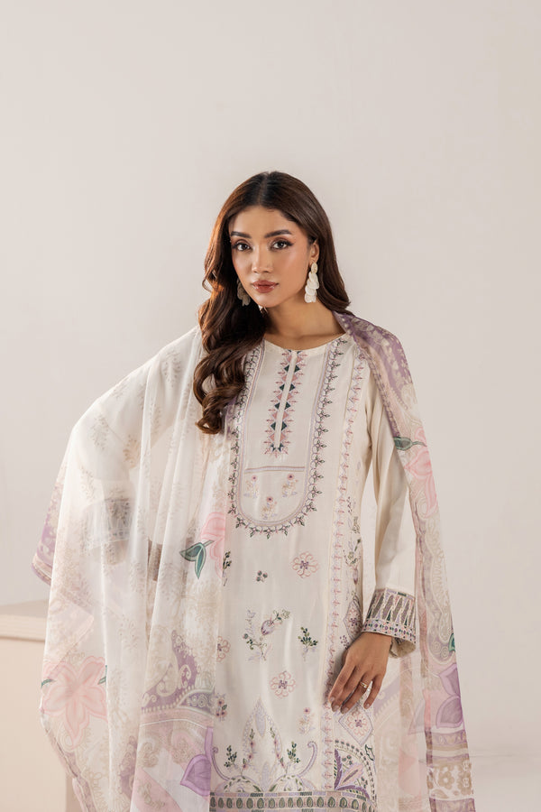 Traditional Threads Embroidered Linen 3 Piece Sharara TRA30