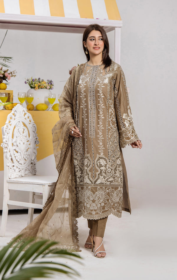 Traditional Thread Embroidered Luxury Lawn 3 Piece Suit TRA20