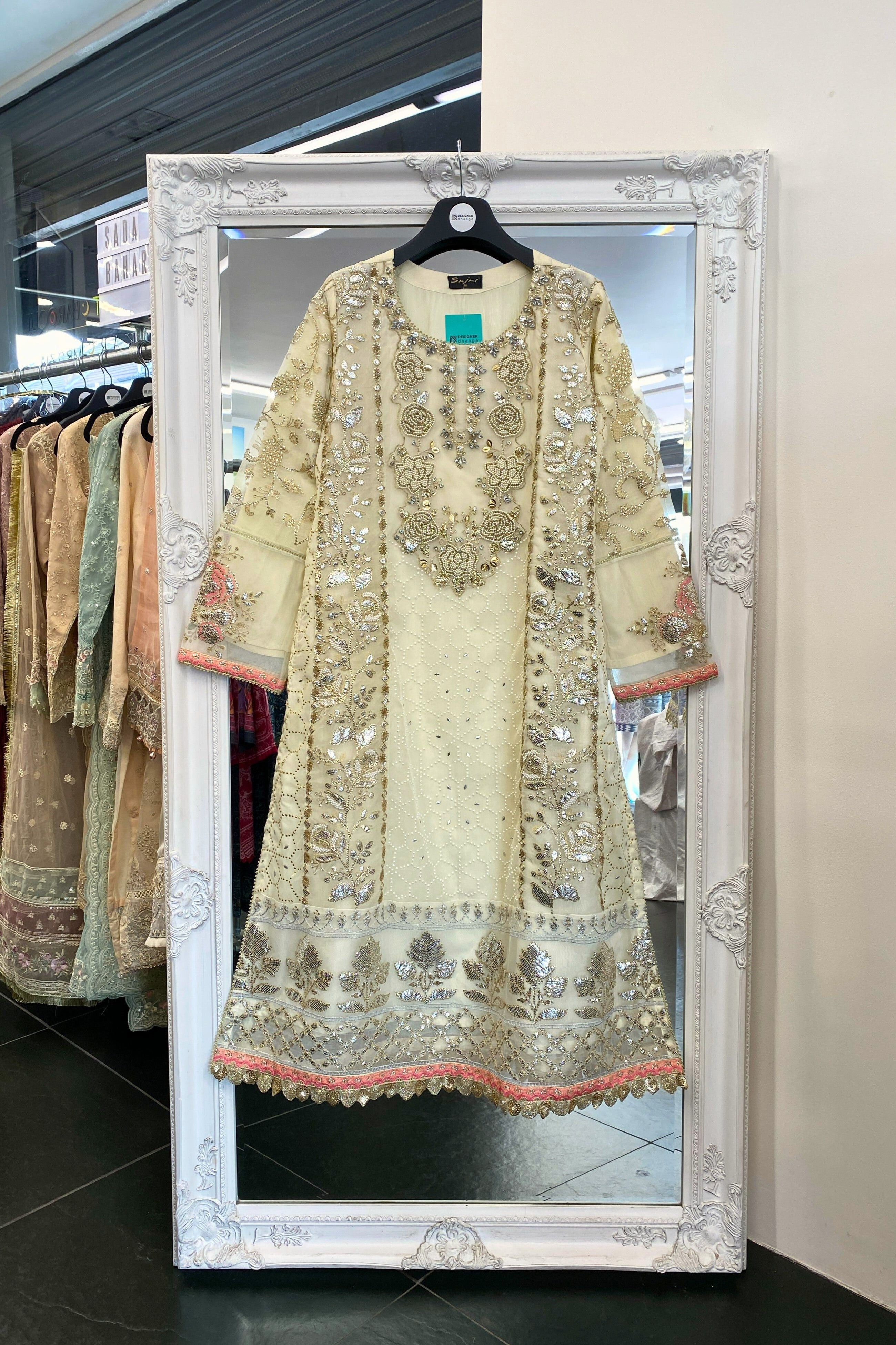 Sajni Embellished Organza Wedding Wear A Line Sharara Suit SAJ15
