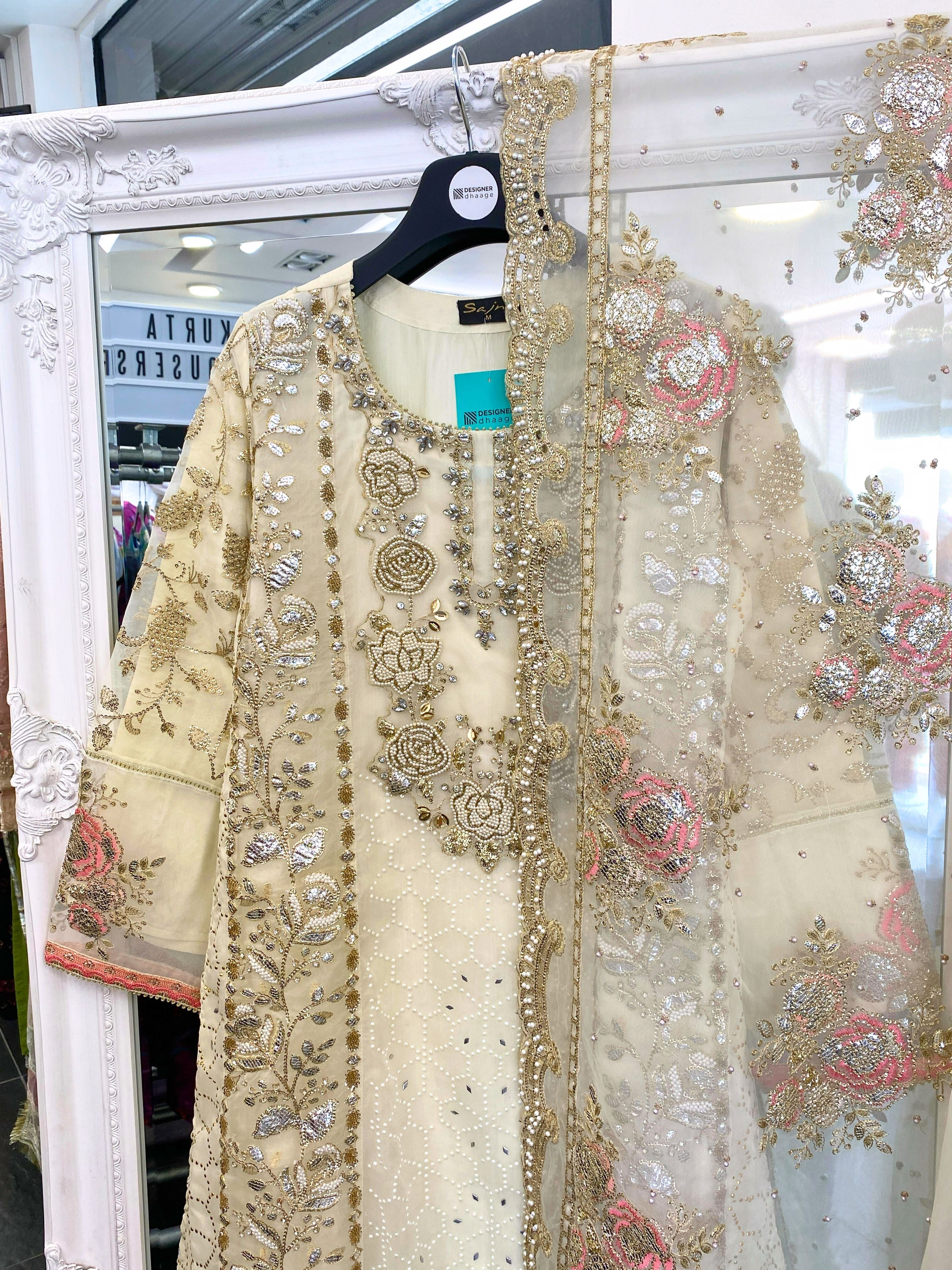 Sajni Embellished Organza Wedding Wear A Line Sharara Suit SAJ15