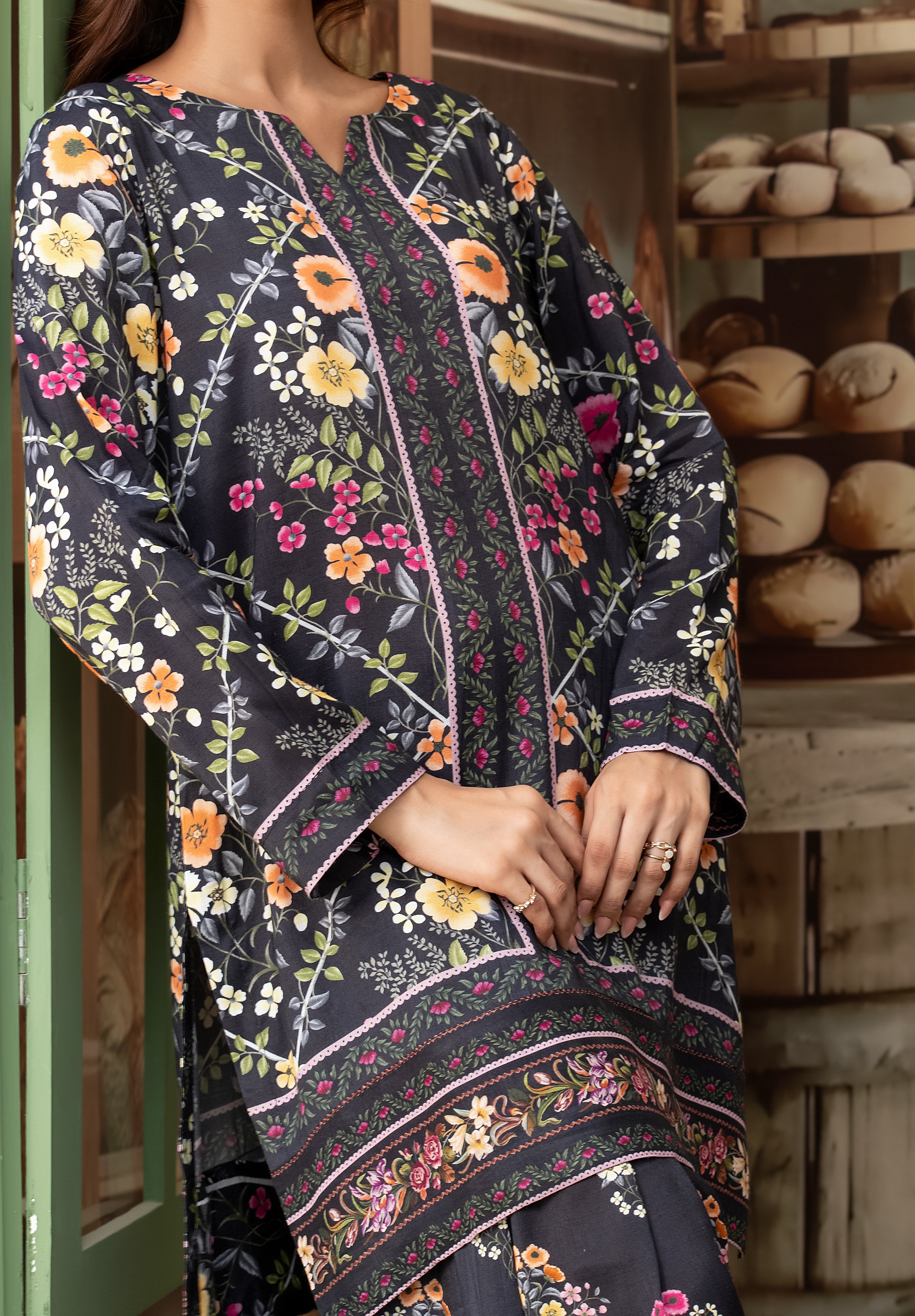 Wardah Uzair Cotton Silk Farshi Shalwar Co-Ord Set WAR59