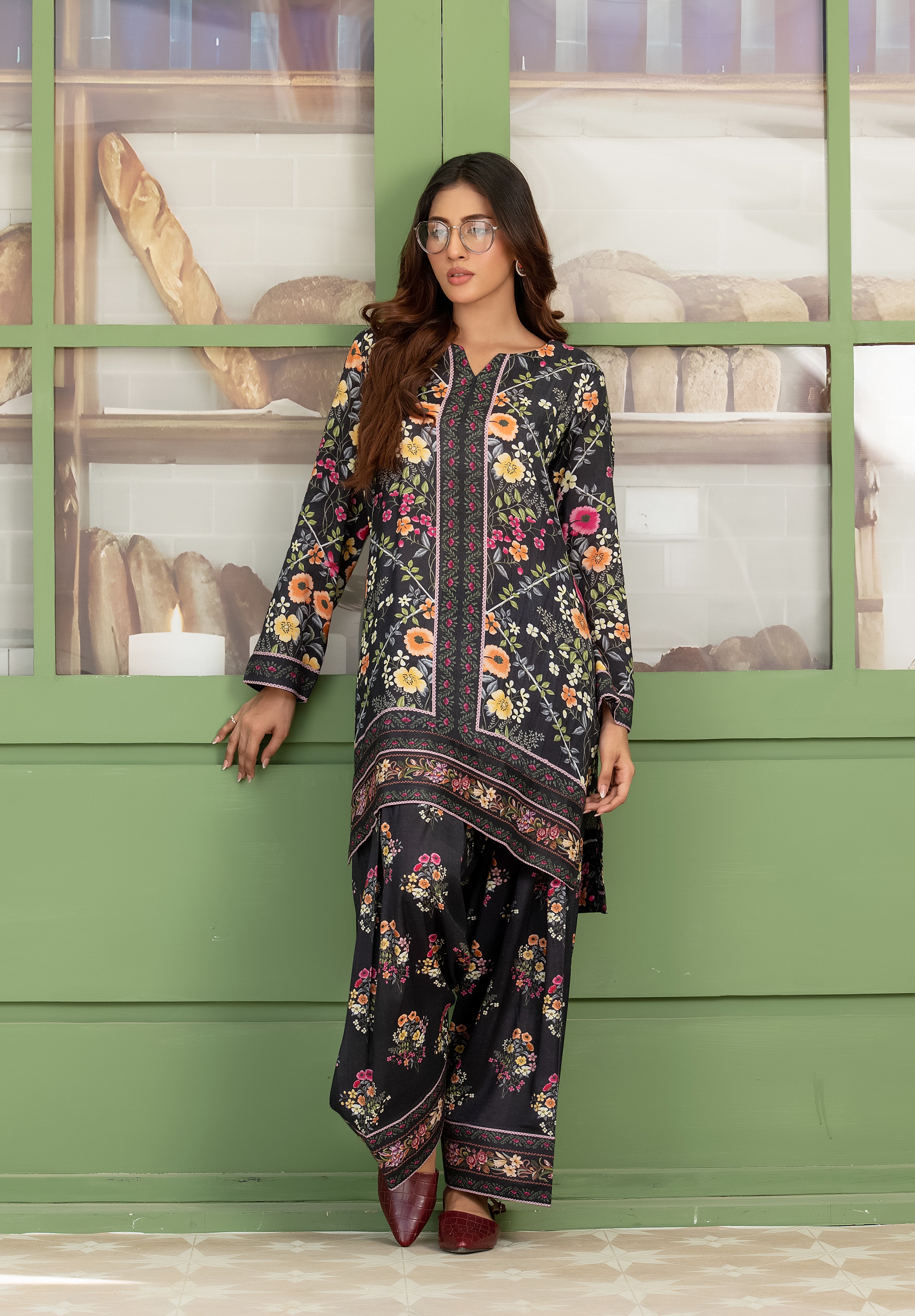 Wardah Uzair Cotton Silk Farshi Shalwar Co-Ord Set WAR59