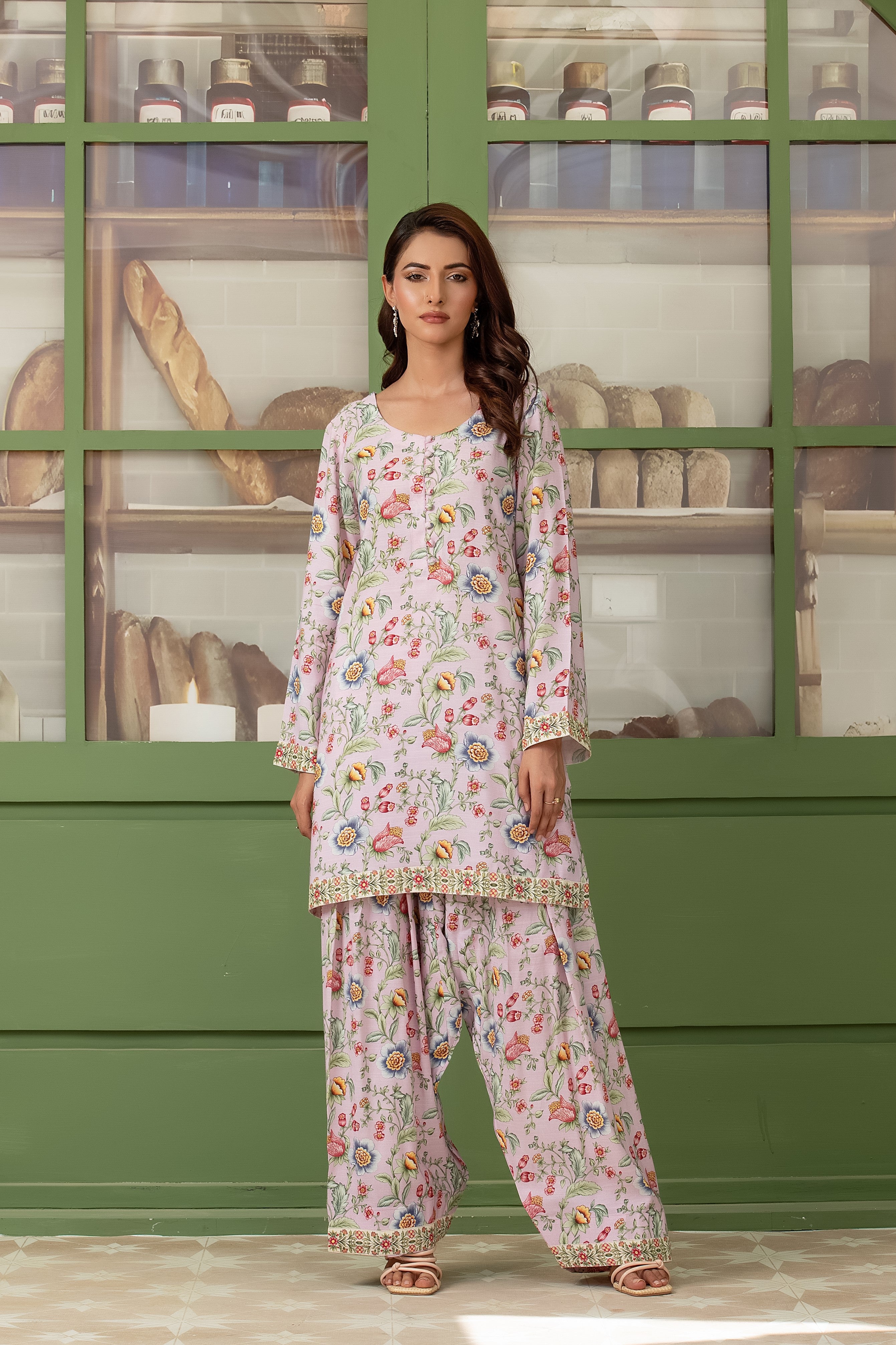 Wardah Uzair Cotton Silk Farshi Shalwar Co-Ord Set WAR57
