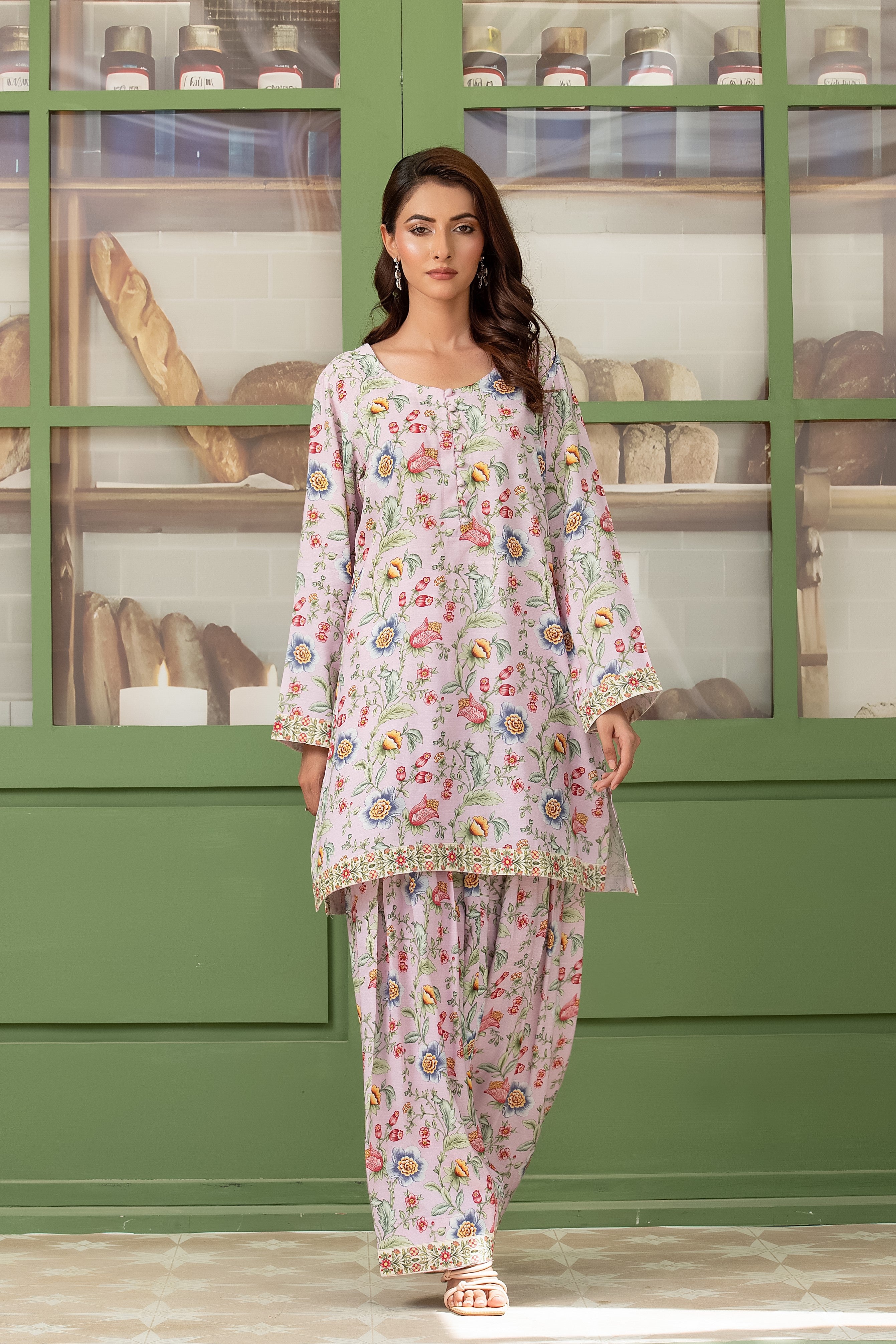 Wardah Uzair Cotton Silk Farshi Shalwar Co-Ord Set WAR57
