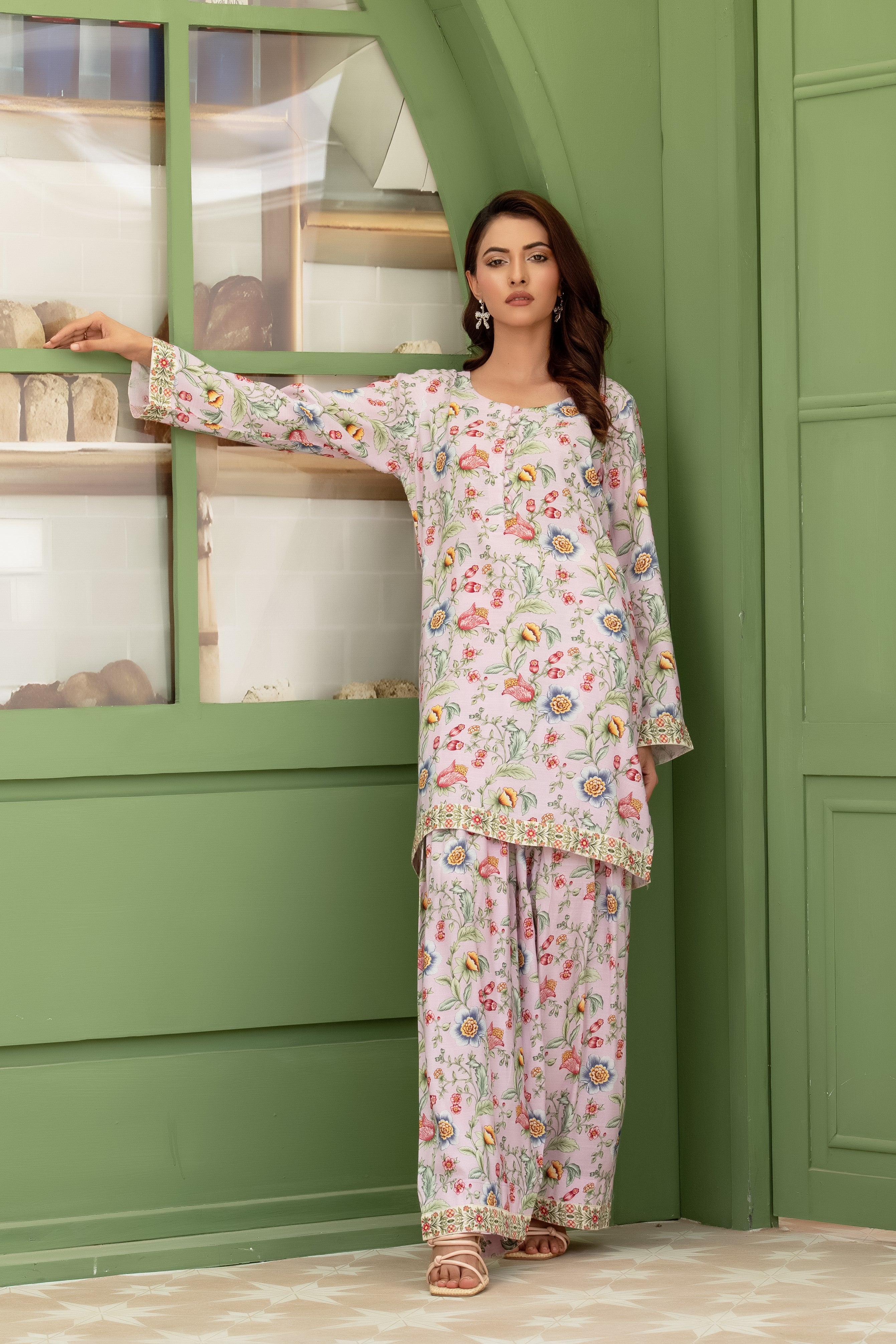 Wardah Uzair Cotton Silk Farshi Shalwar Co-Ord Set WAR57