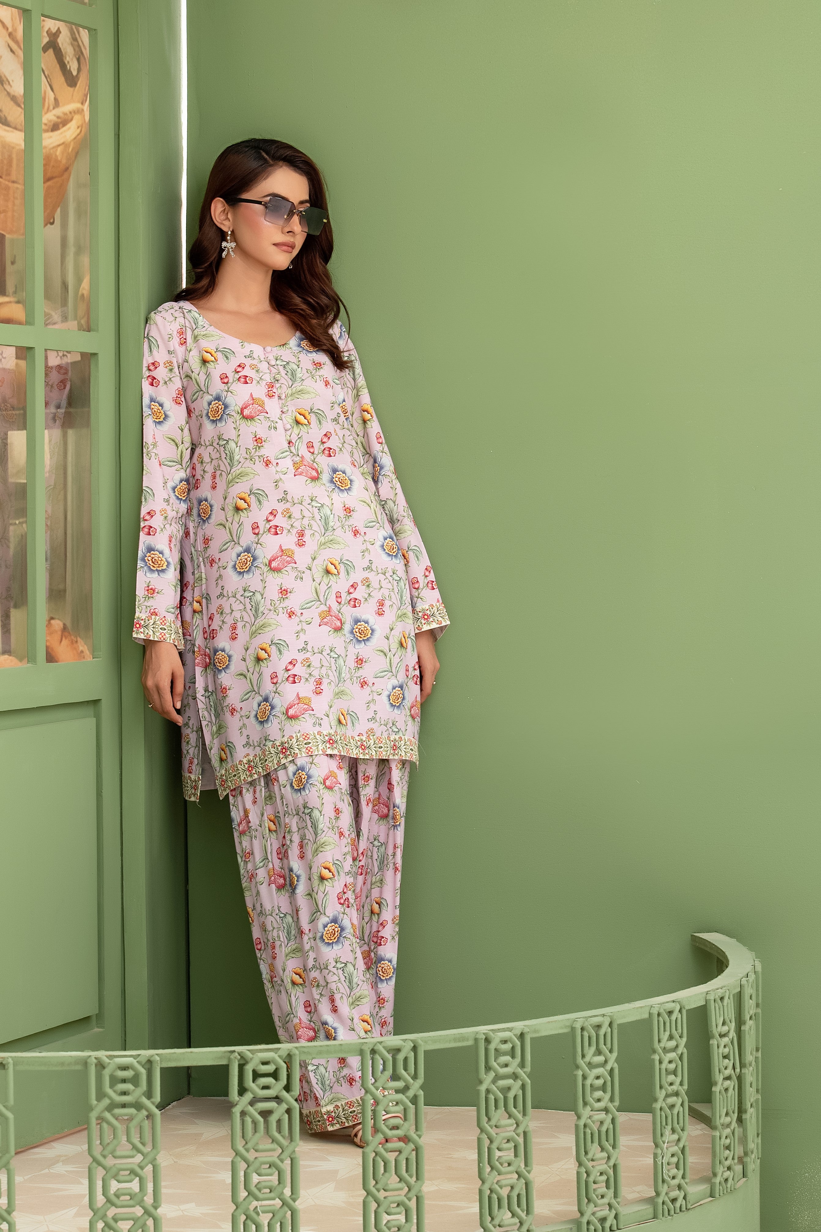 Wardah Uzair Cotton Silk Farshi Shalwar Co-Ord Set WAR57