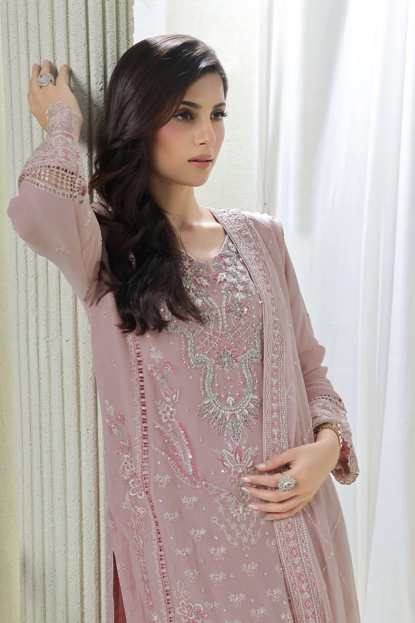 Wardah Uzair Embellished Chiffon Lustre Wedding Wear WAR50