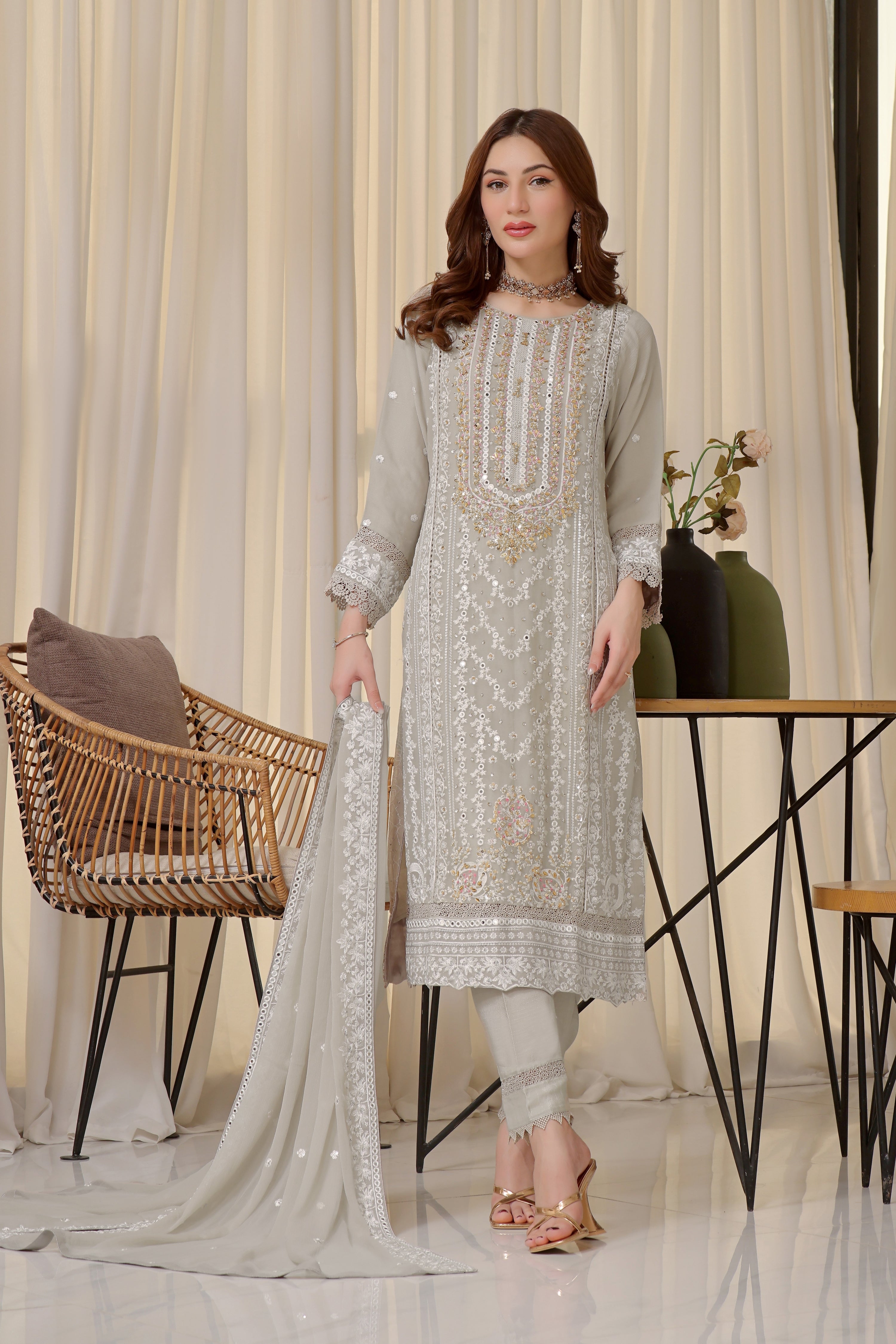 Wardah Uzair Embellished Chiffon Suit Shabnam WAR36