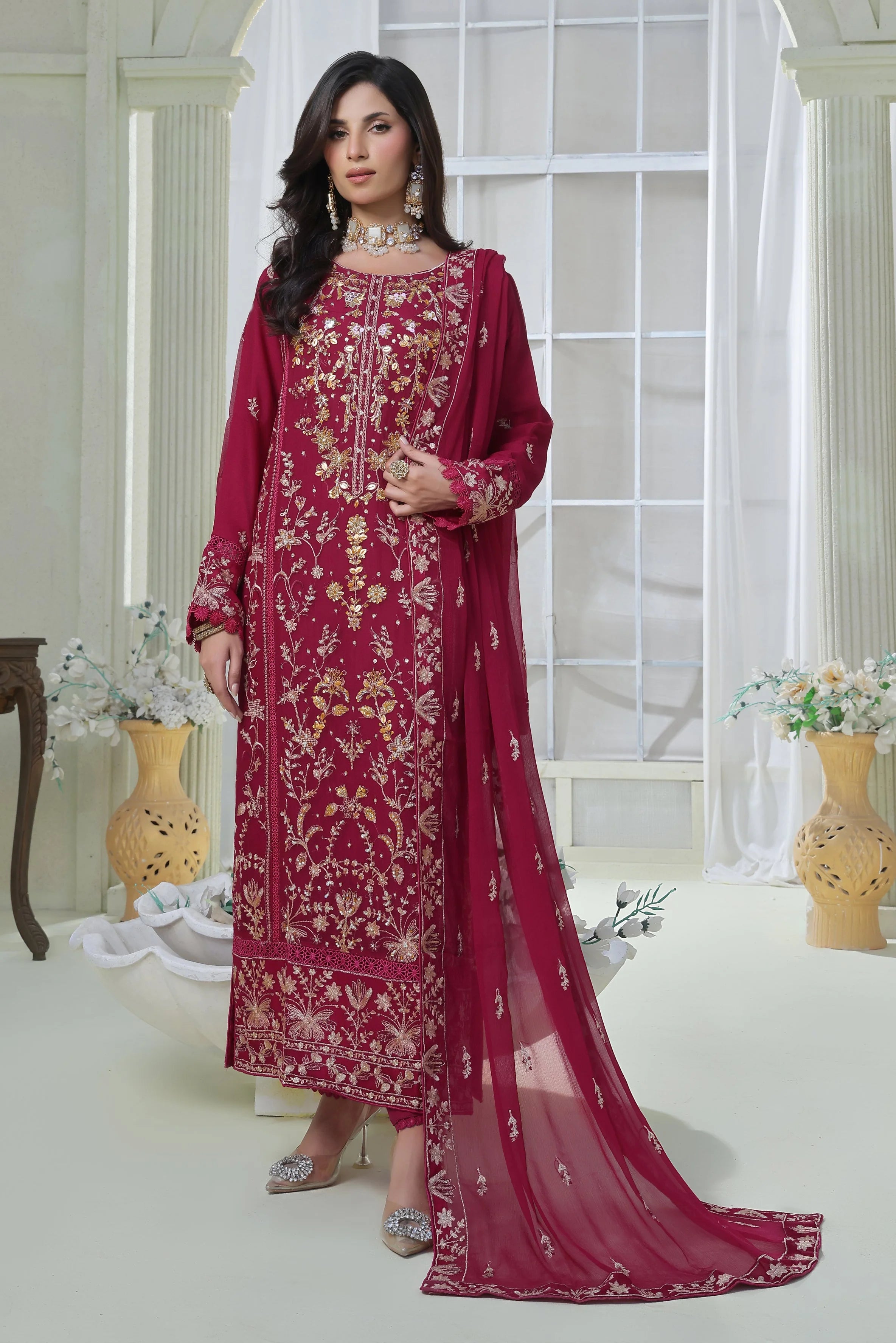 Wardah Uzair Embellished Chiffon Gleam Wedding Wear WAR52