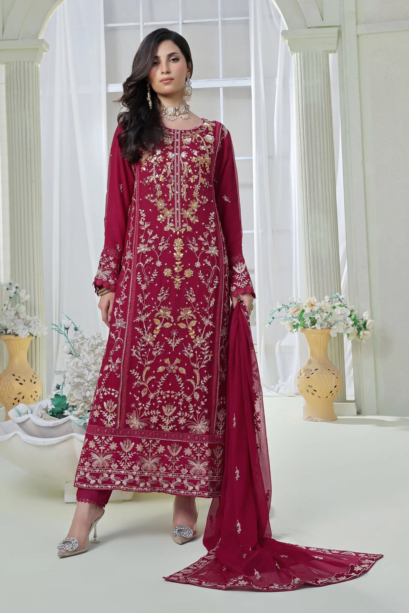 Wardah Uzair Embellished Chiffon Gleam Wedding Wear WAR52