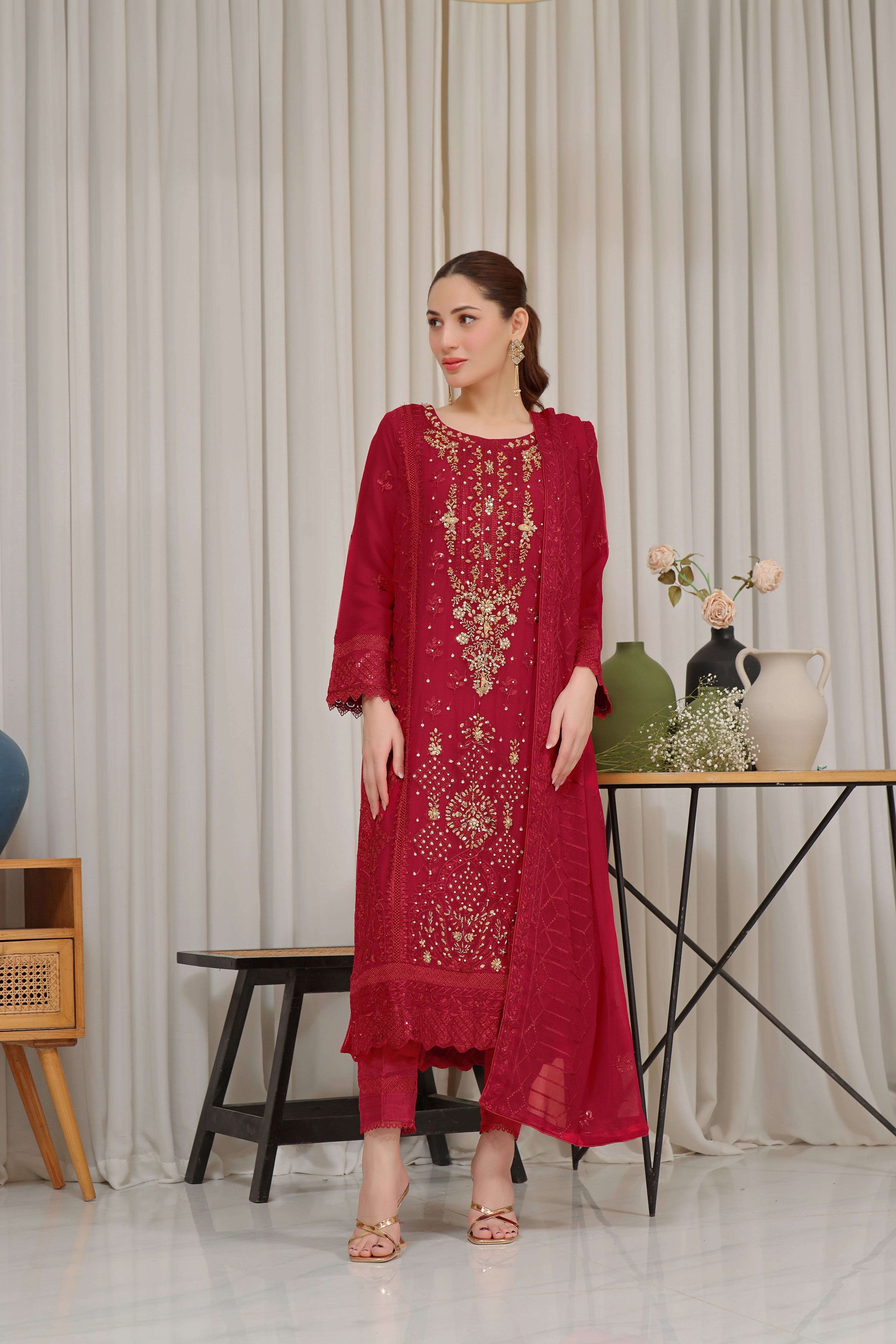 Wardah Uzair Embellished Chiffon Baaran Wedding Wear WAR37