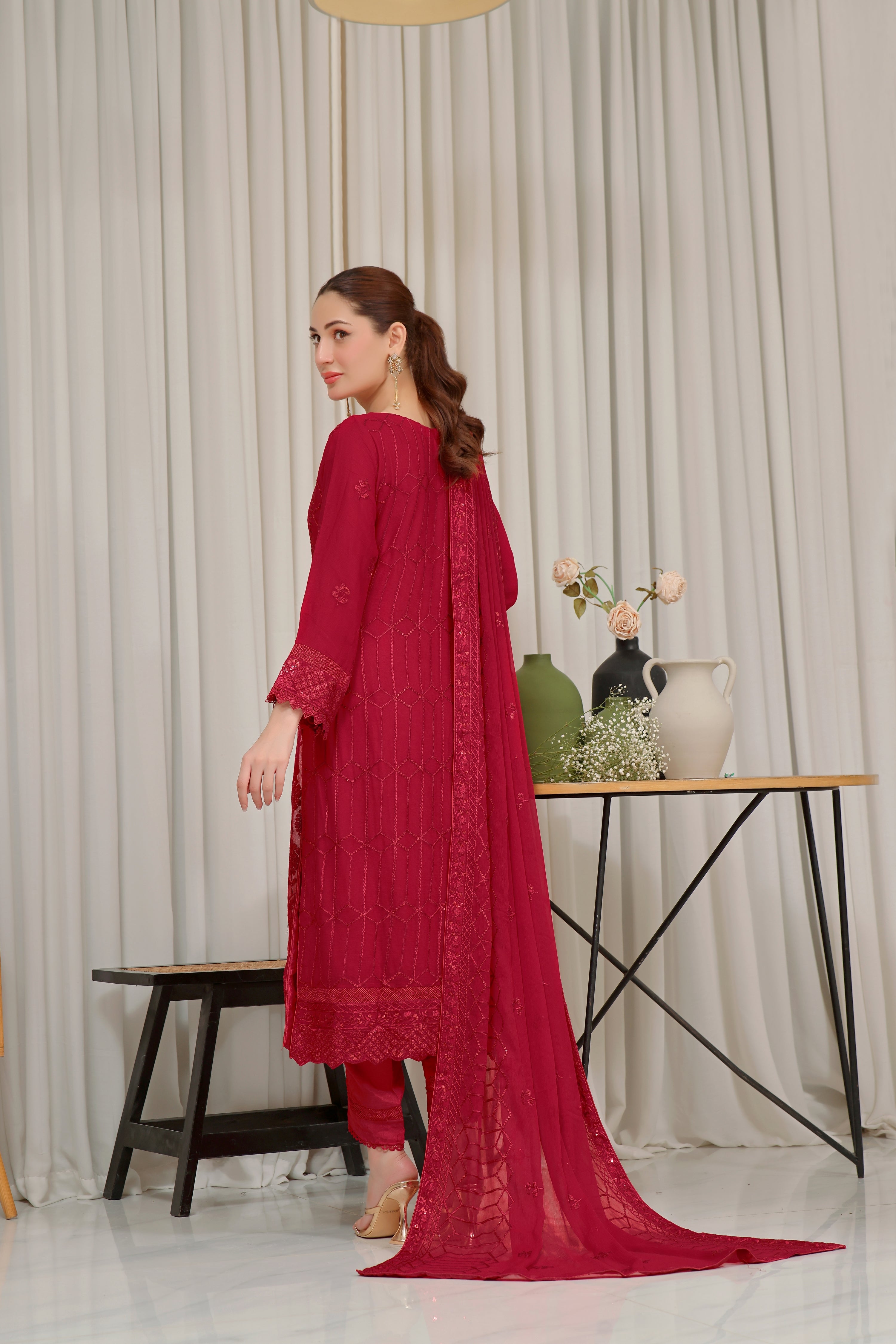 Wardah Uzair Embellished Chiffon Baaran Wedding Wear WAR37