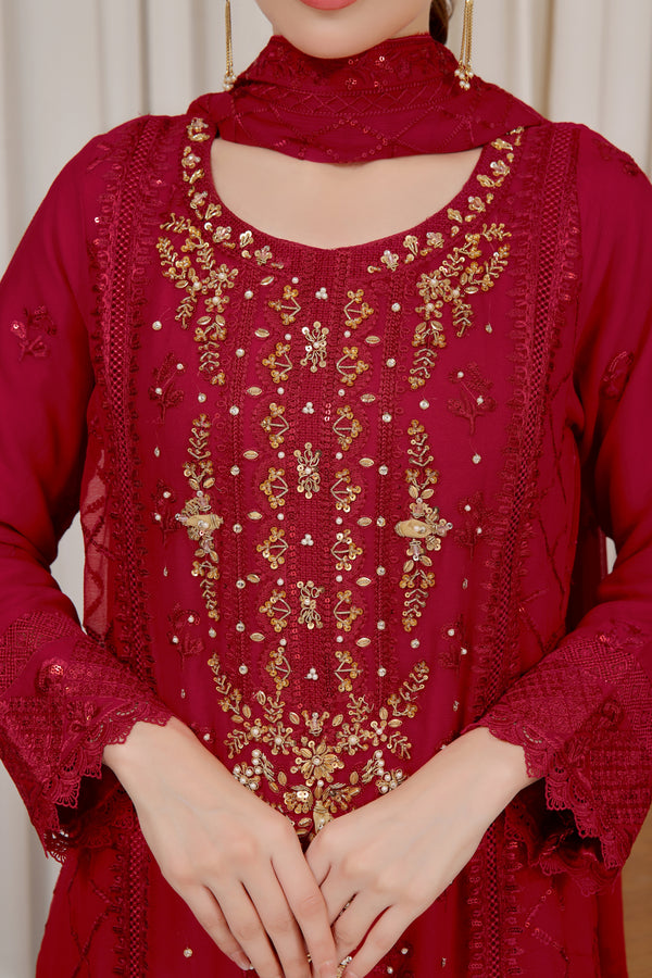 Wardah Uzair Embellished Chiffon Baaran Wedding Wear WAR37