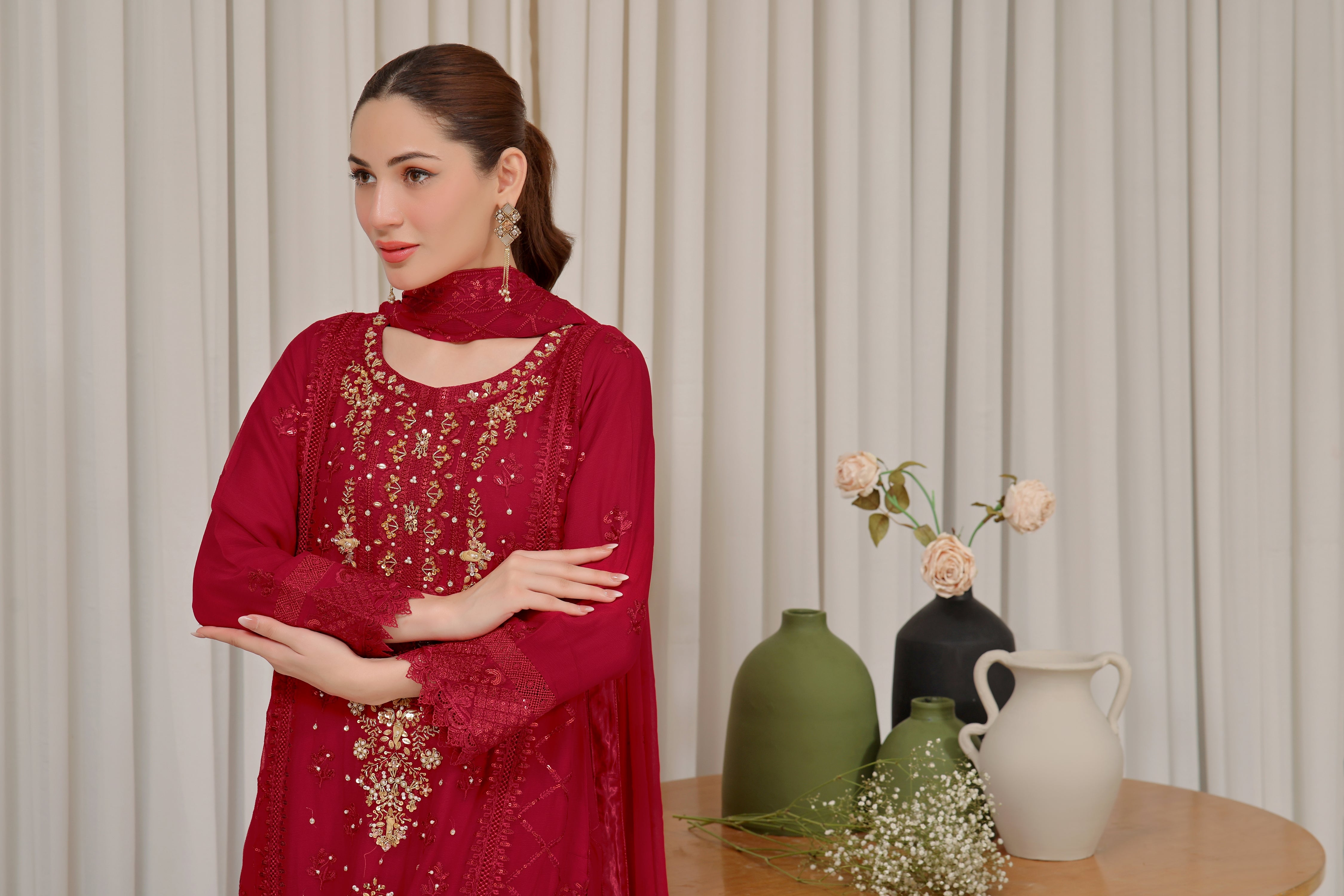 Wardah Uzair Embellished Chiffon Baaran Wedding Wear WAR37