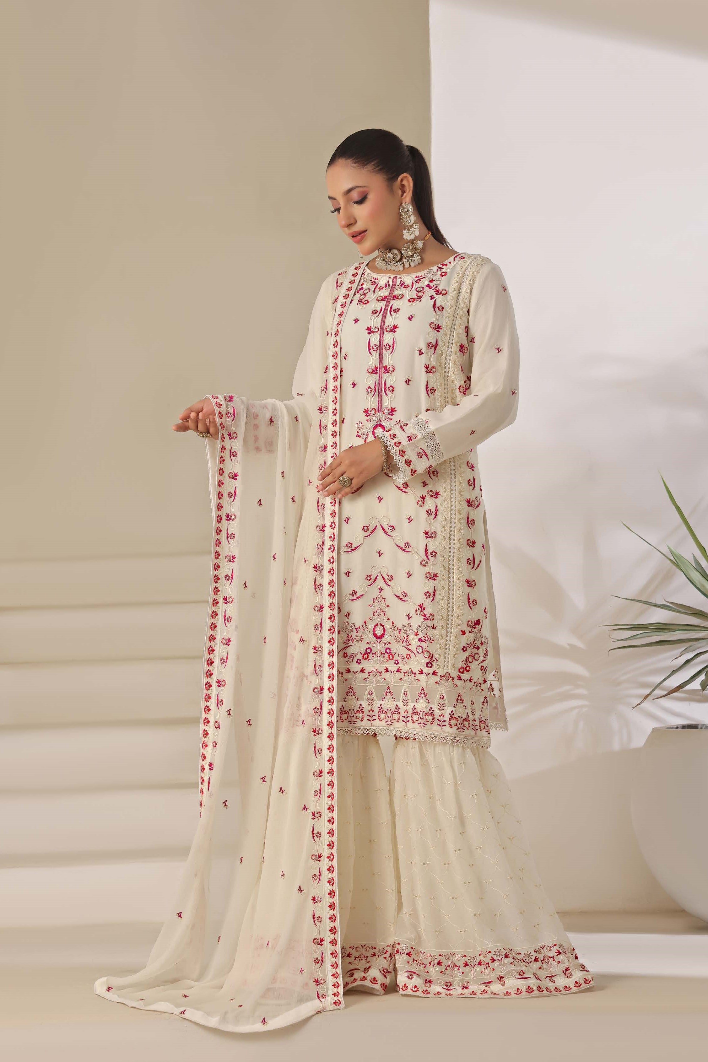 Wardah Uzair Embroidered Chiffon Gharara WAR60