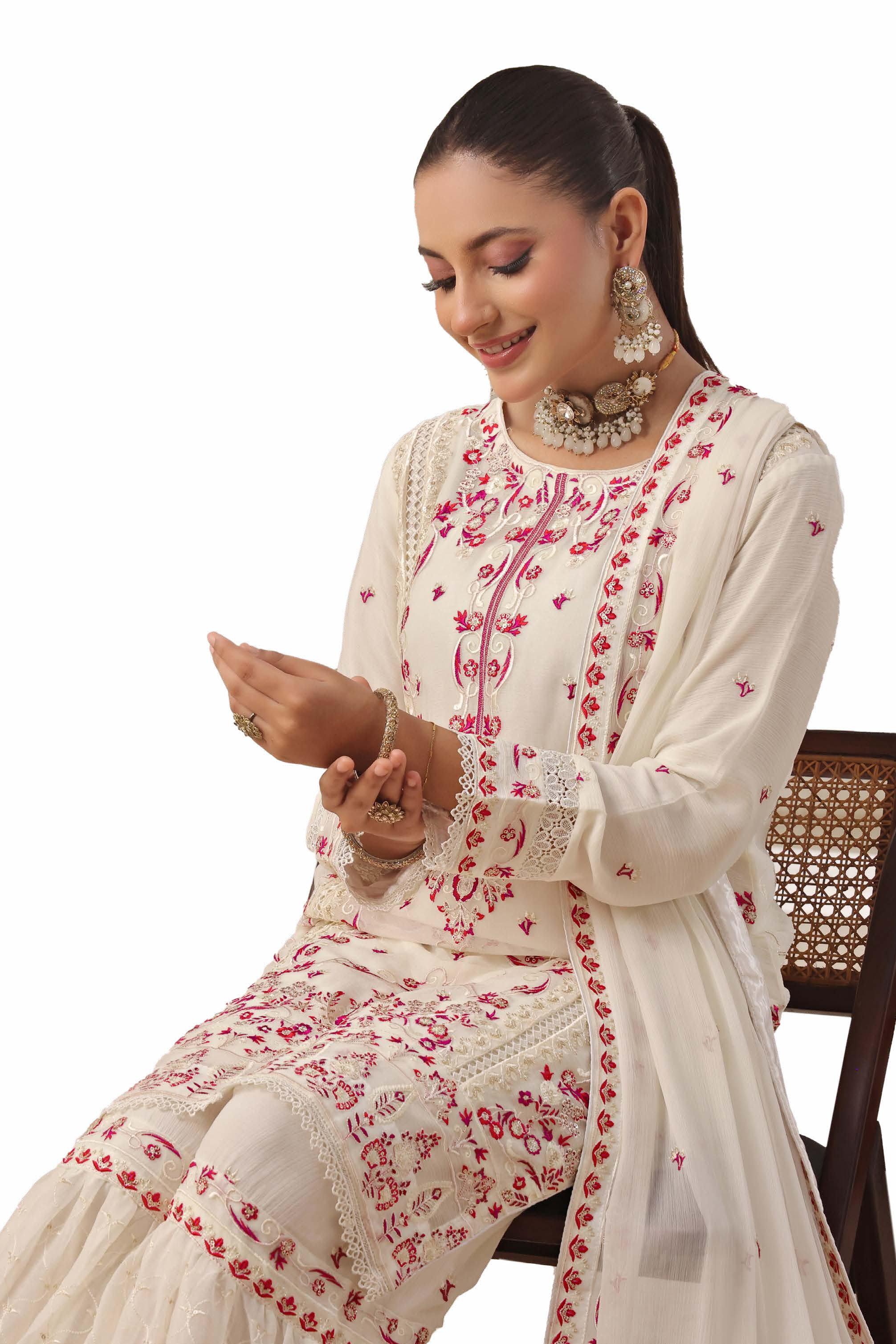 Wardah Uzair Embroidered Chiffon Gharara WAR60