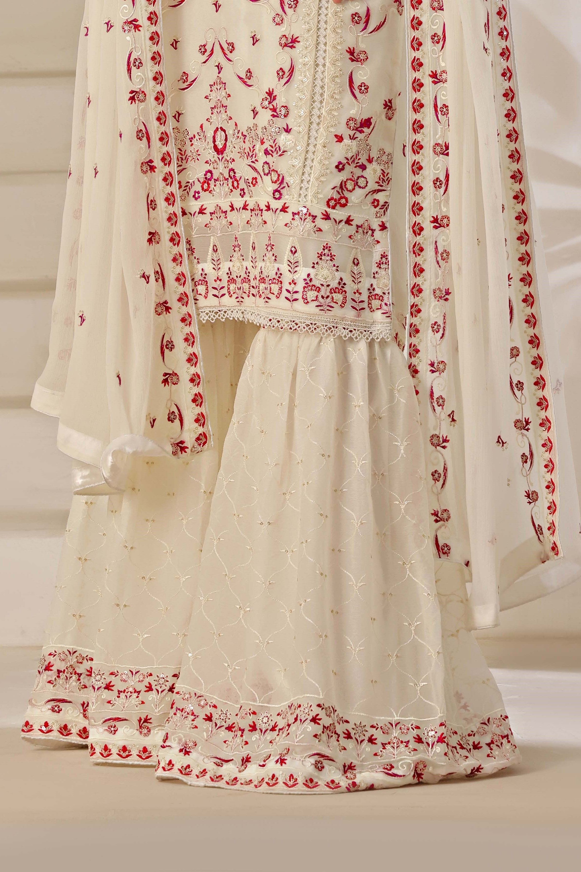 Wardah Uzair Embroidered Chiffon Gharara WAR60