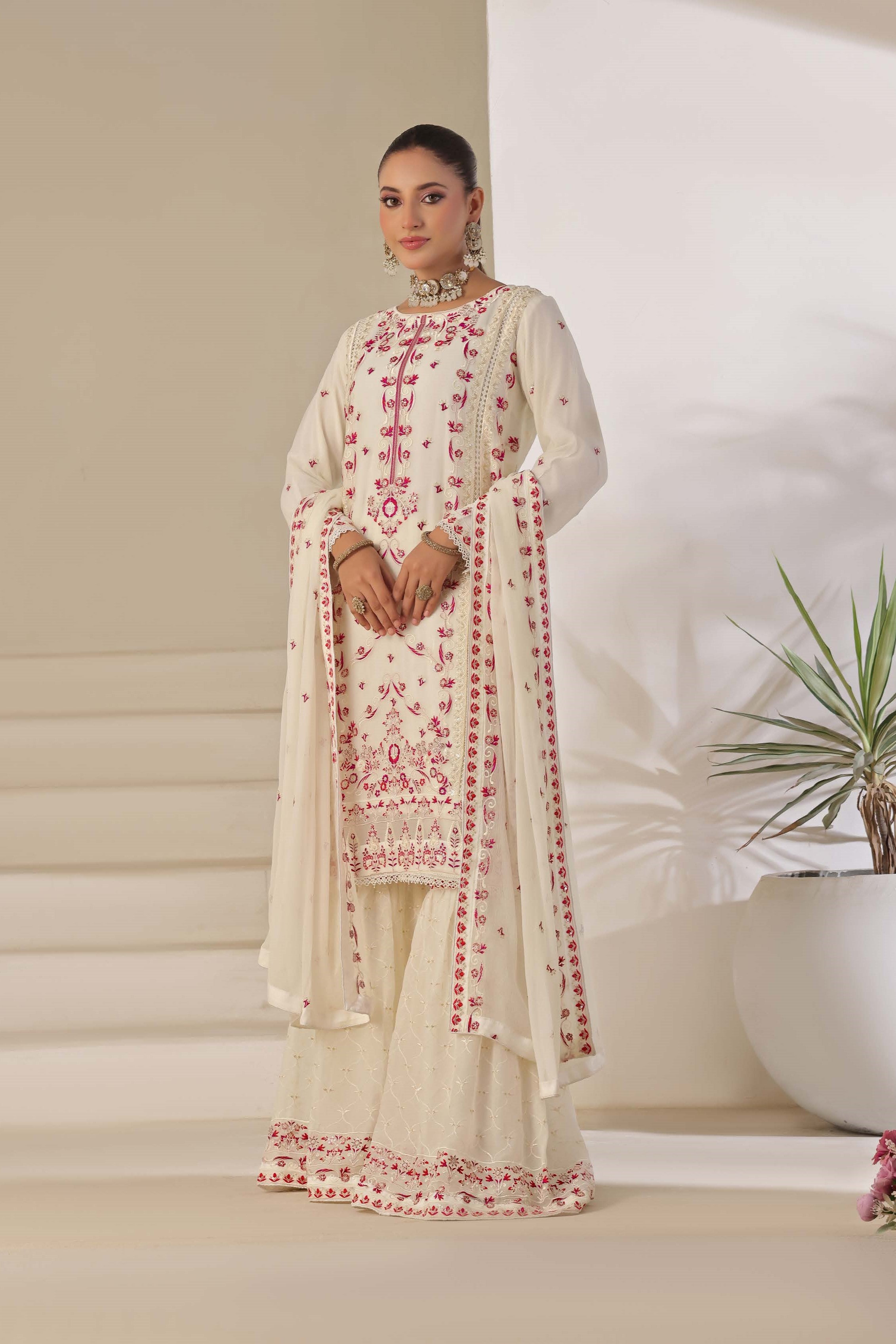 Wardah Uzair Embroidered Chiffon Gharara WAR60