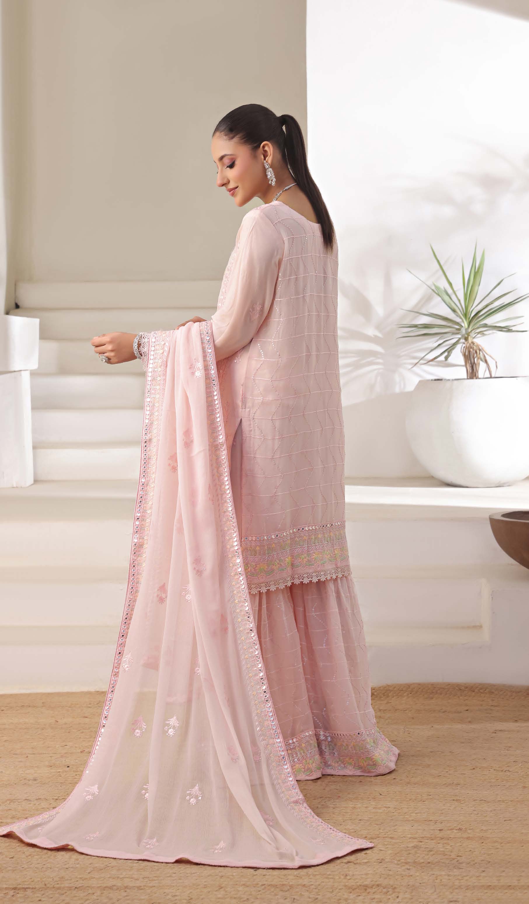 Wardah Uzair Embroidered Chiffon Gharara WAR61