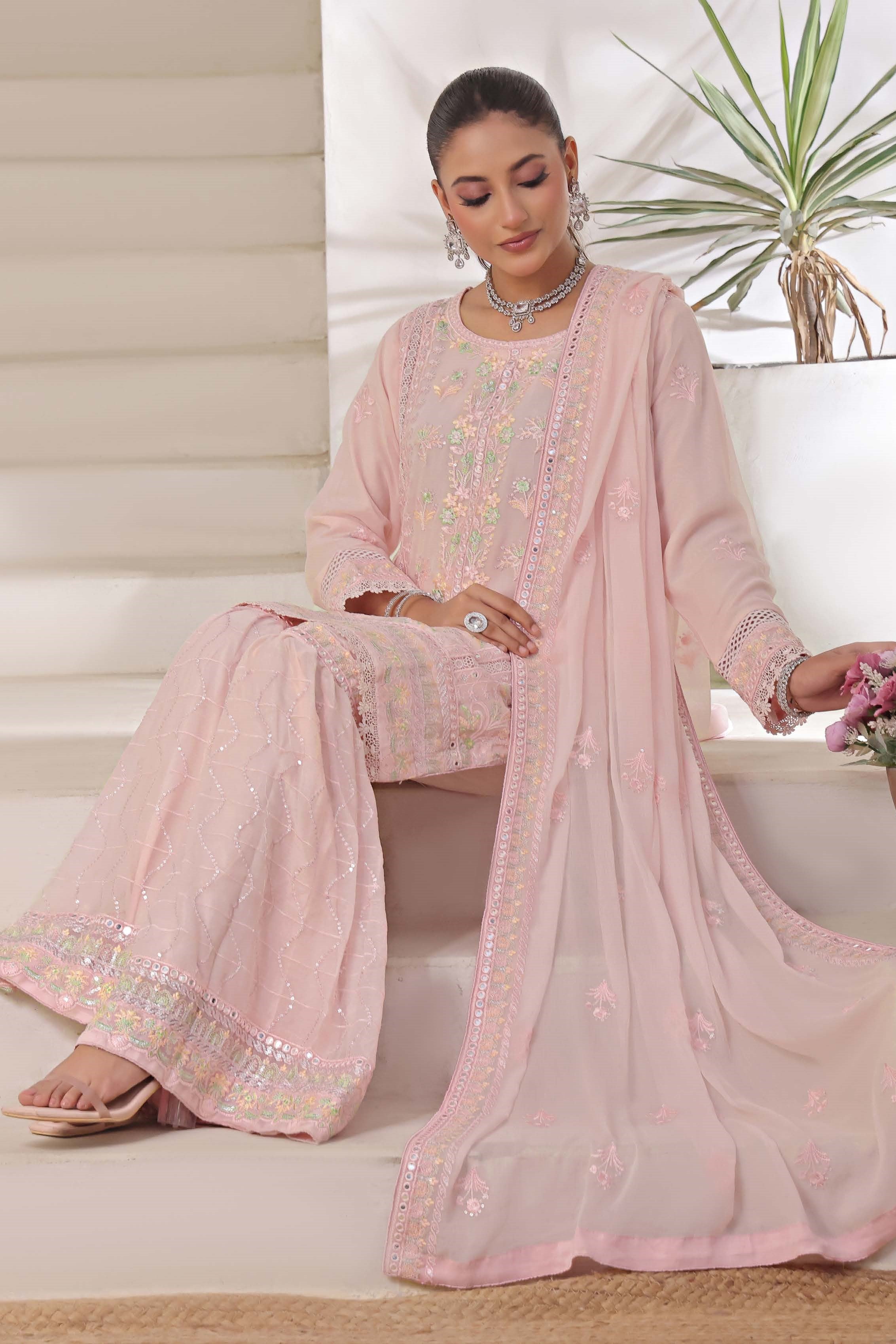 Wardah Uzair Embroidered Chiffon Gharara WAR61