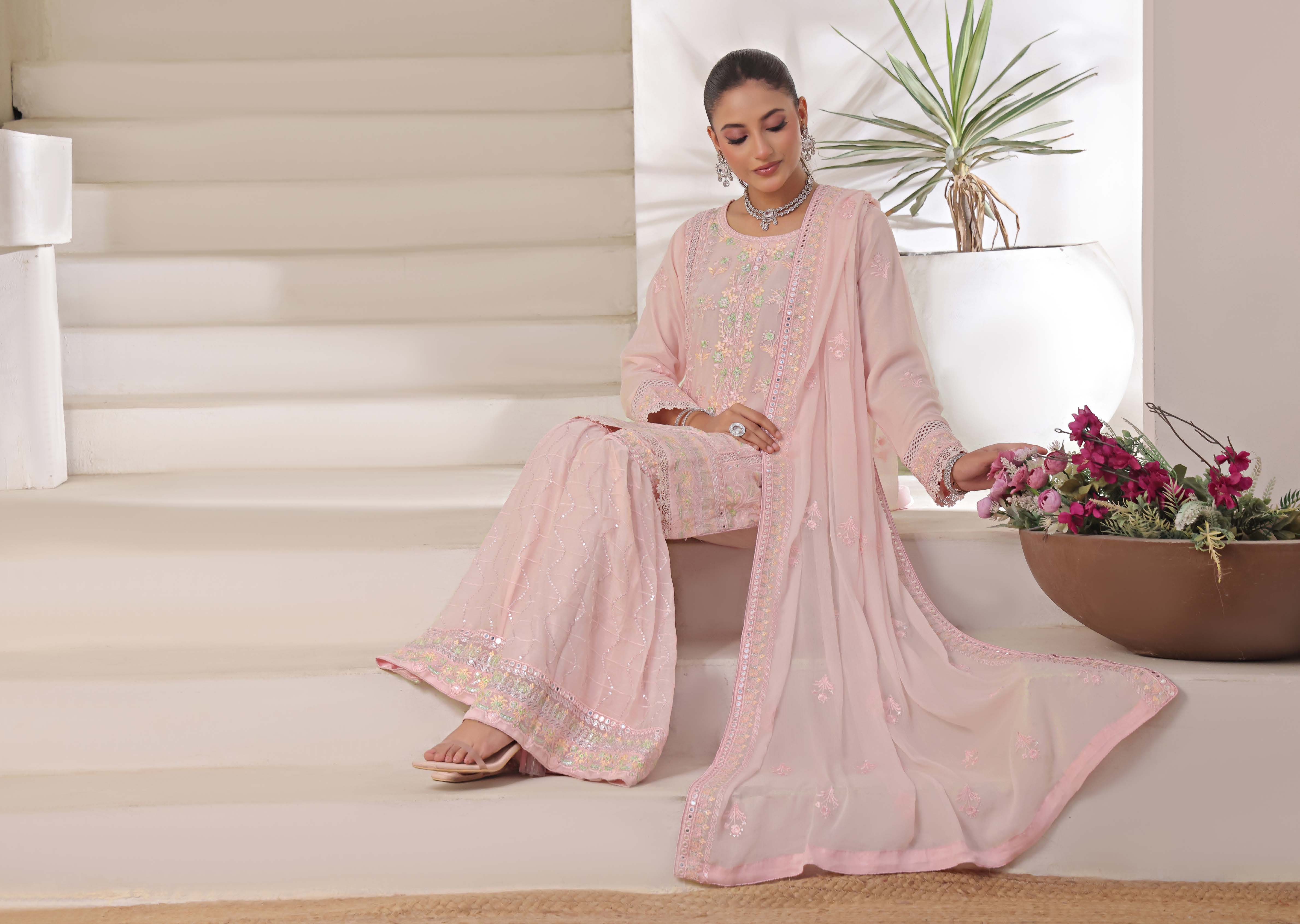 Wardah Uzair Embroidered Chiffon Gharara WAR61
