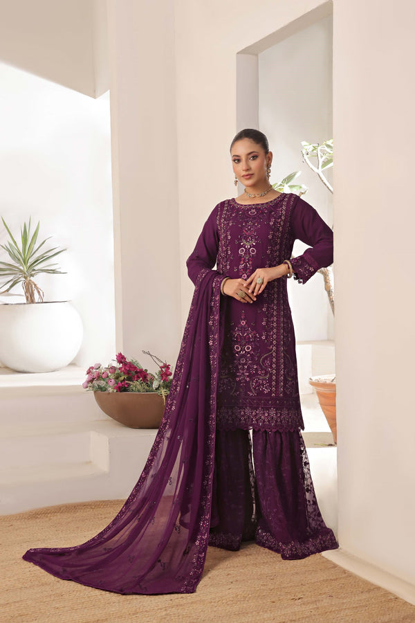 Wardah Uzair Embroidered Chiffon Gharara WAR62