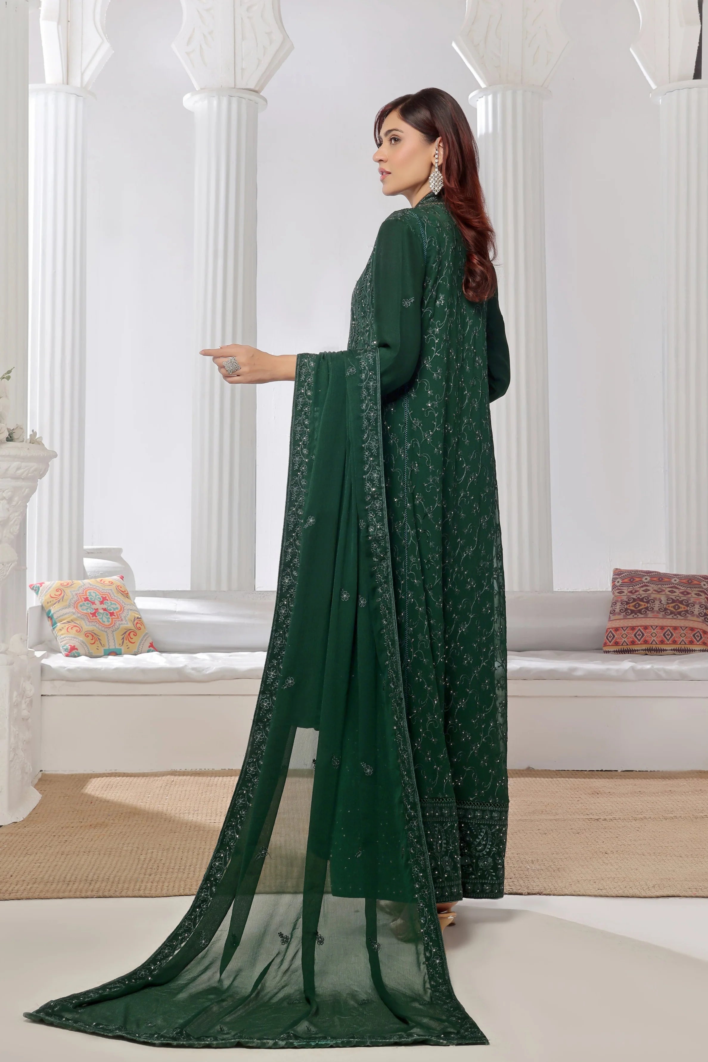 Wardah Uzair Embroidered Chiffon Gown Resham-e-Afreen WAR47